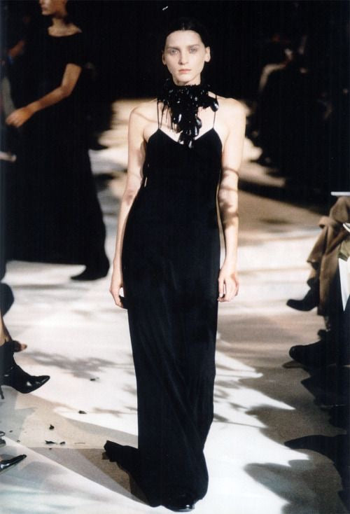 Dries Van Noten Spring 1999 Runway Black Silk Bustle Dress
