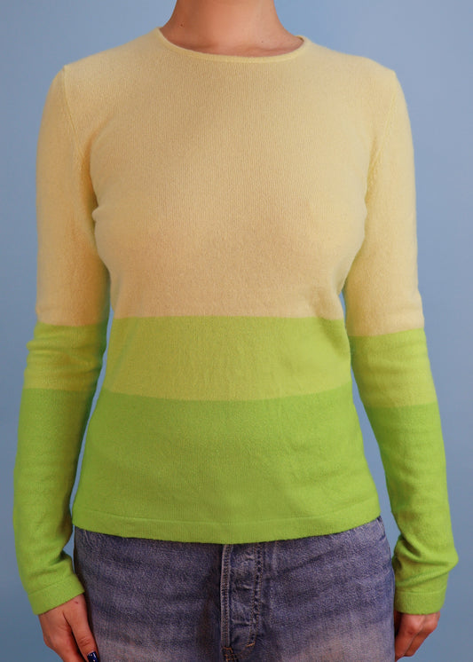 Celine Spring 2000 Green Ombre Pure Cashmere Sweater