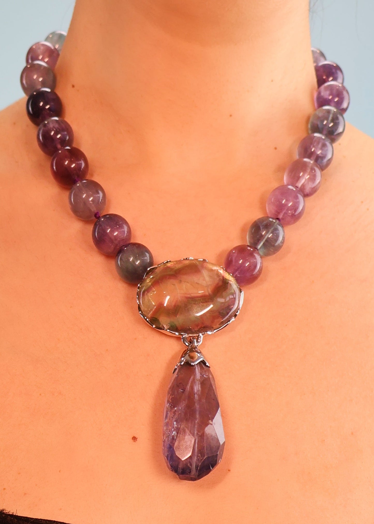 Yves Saint Laurent Haute Couture Fall 1999 Amethyst & Fluorite Gemstone Necklace