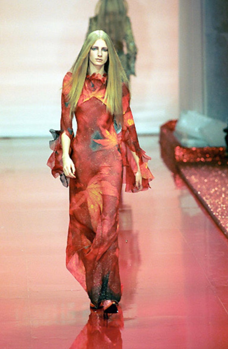 Roberto Cavalli Fall 1999 Leaf Print Dress