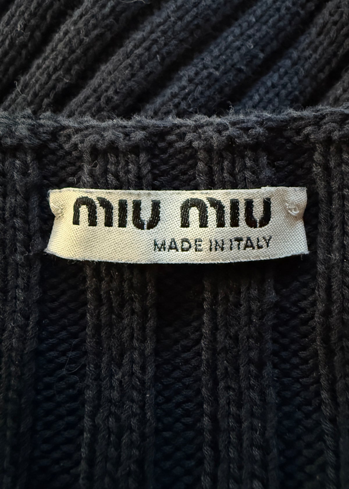 Miu Miu Fall 2006 Navy Drop Waist Pleated Ribbed Knit Dress