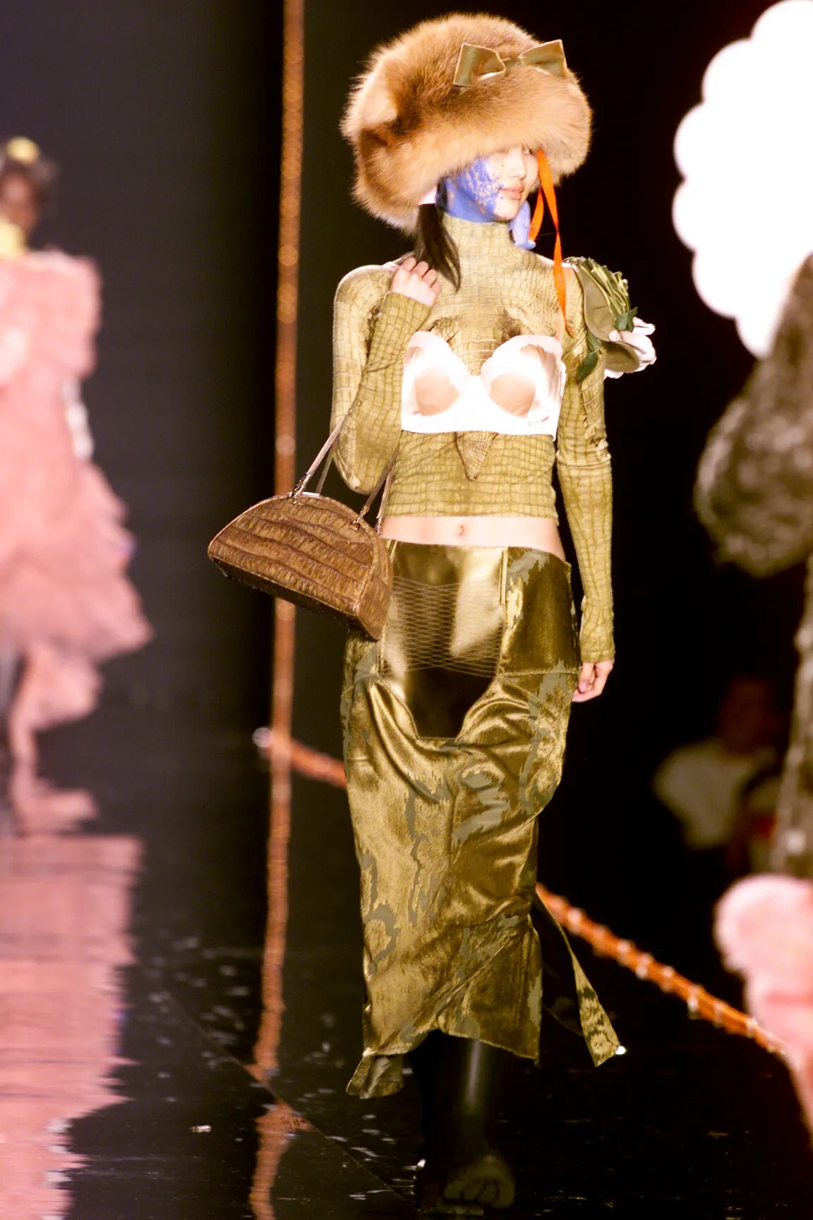 John Galliano Fall 2000 Runway Crocodile Print Cashmere Cardigan