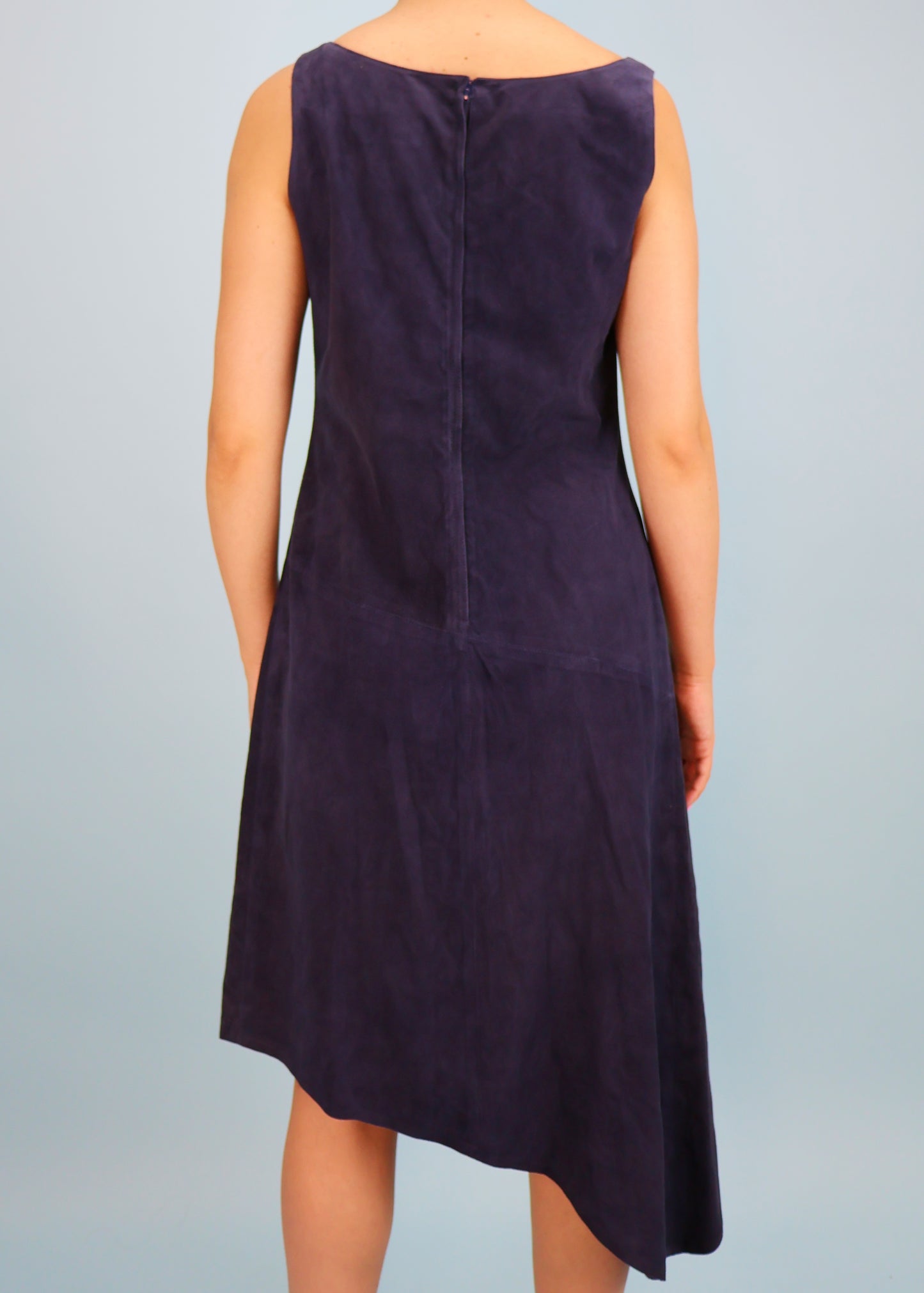 Chanel 2002 Cruise Navy Blue Suede Leather Dress