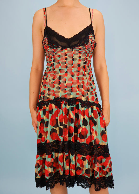 Jean Paul Gaultier Double Strap Polka Dot Mesh Dress