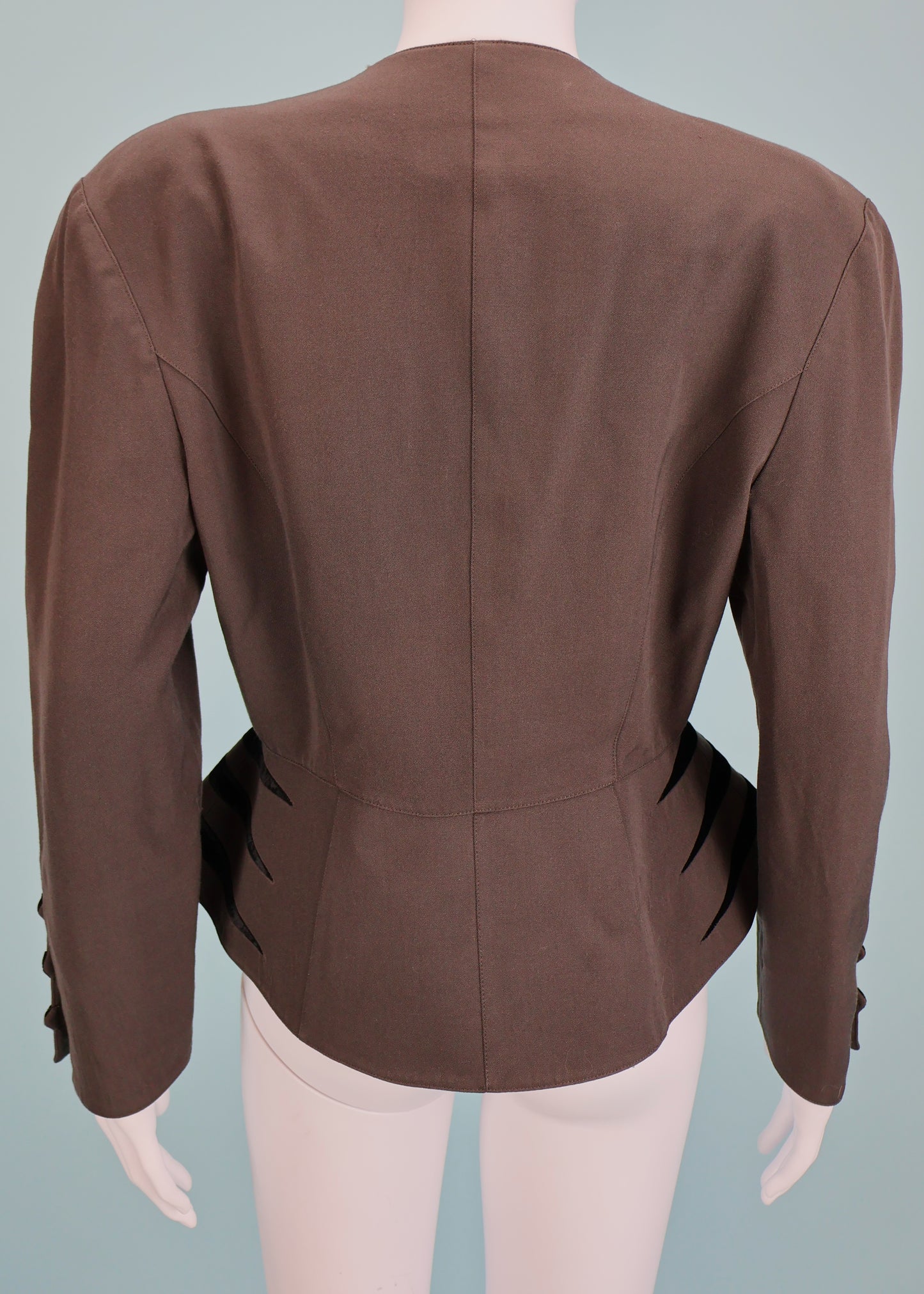 Thierry Mugler Fall 1990 Grey Velvet Stripe Jacket