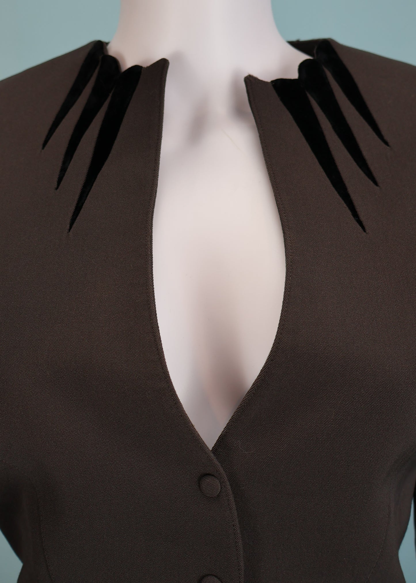 Thierry Mugler Fall 1990 Grey Velvet Stripe Jacket