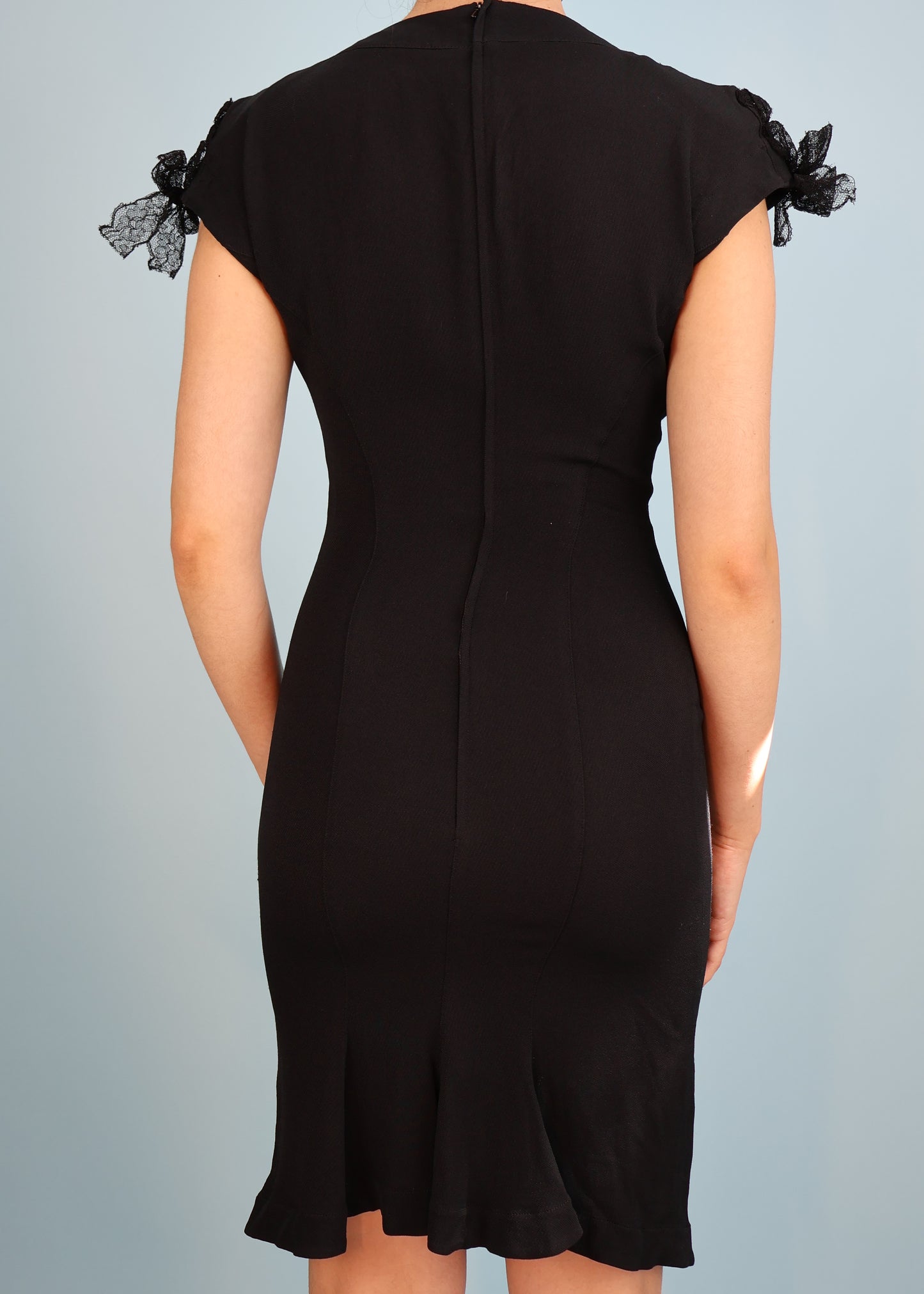 Thierry Mugler c.1987 Black Lace Up Corset Front Dress