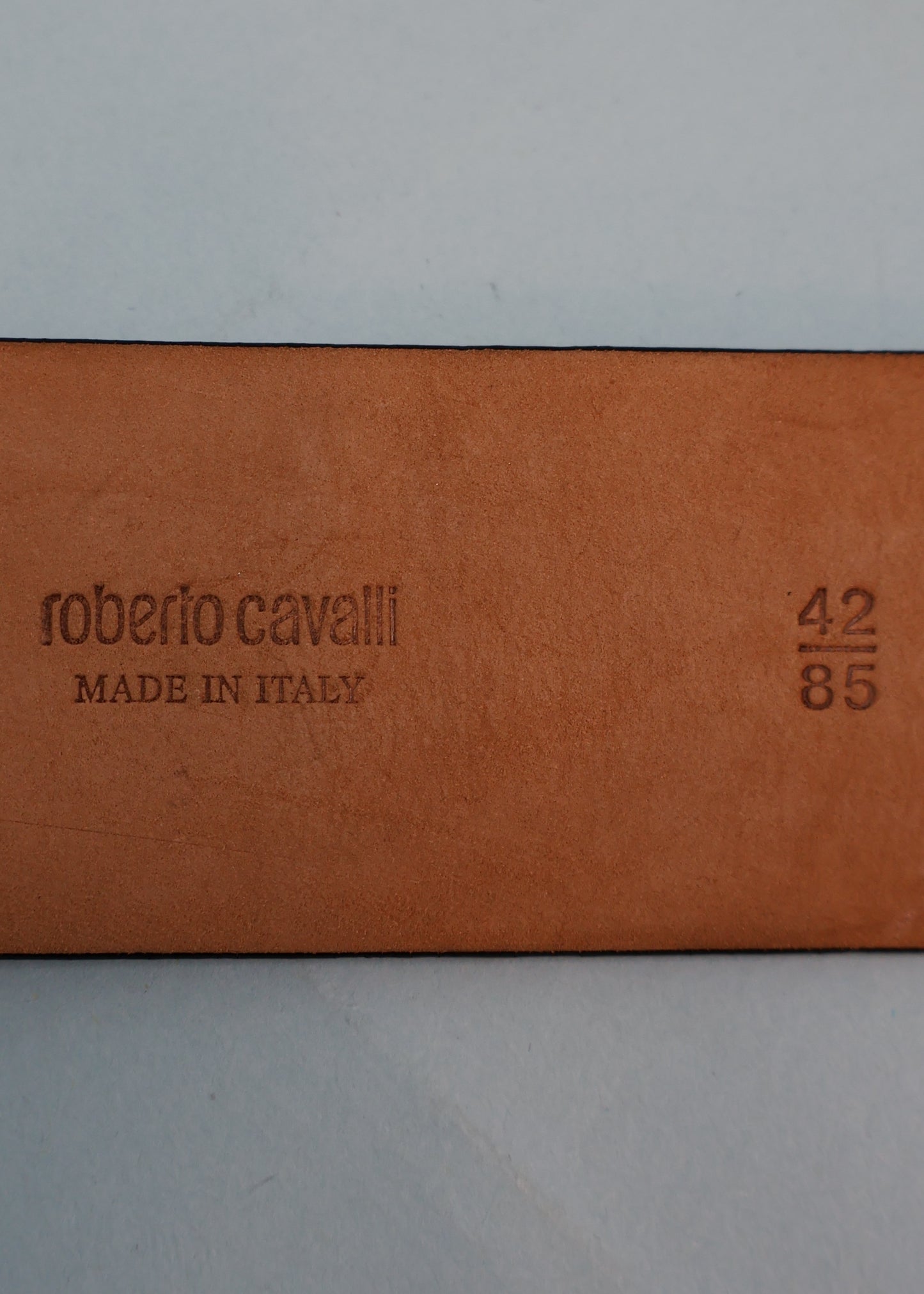 Roberto Cavalli Gold Flower Buckle Black Leather Belt