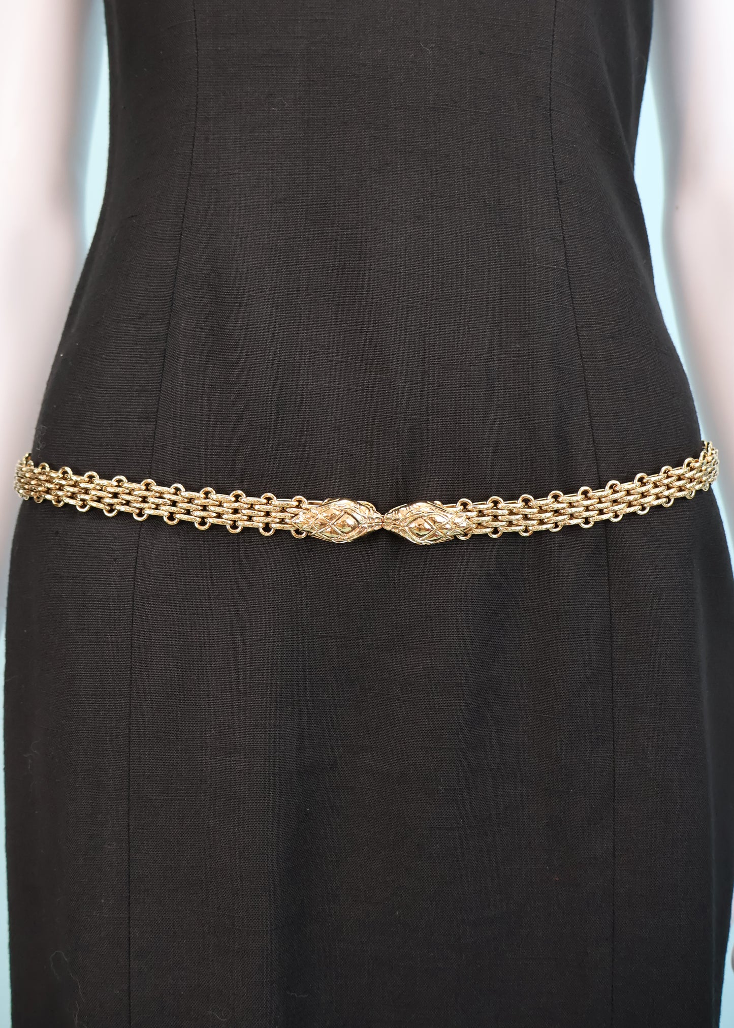 Roberto Cavalli Gold Snake Head Chain Belt