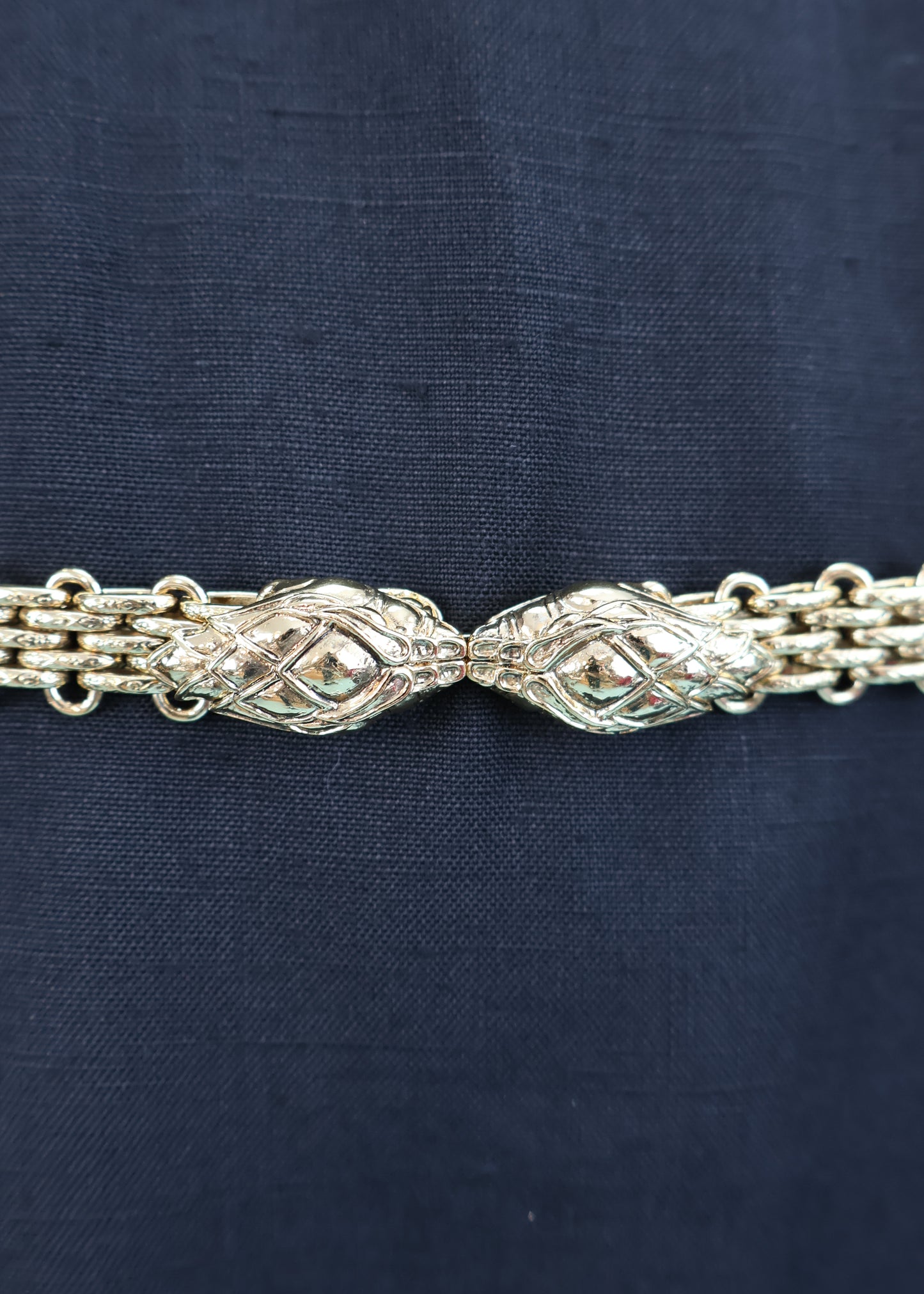 Roberto Cavalli Gold Snake Head Chain Belt
