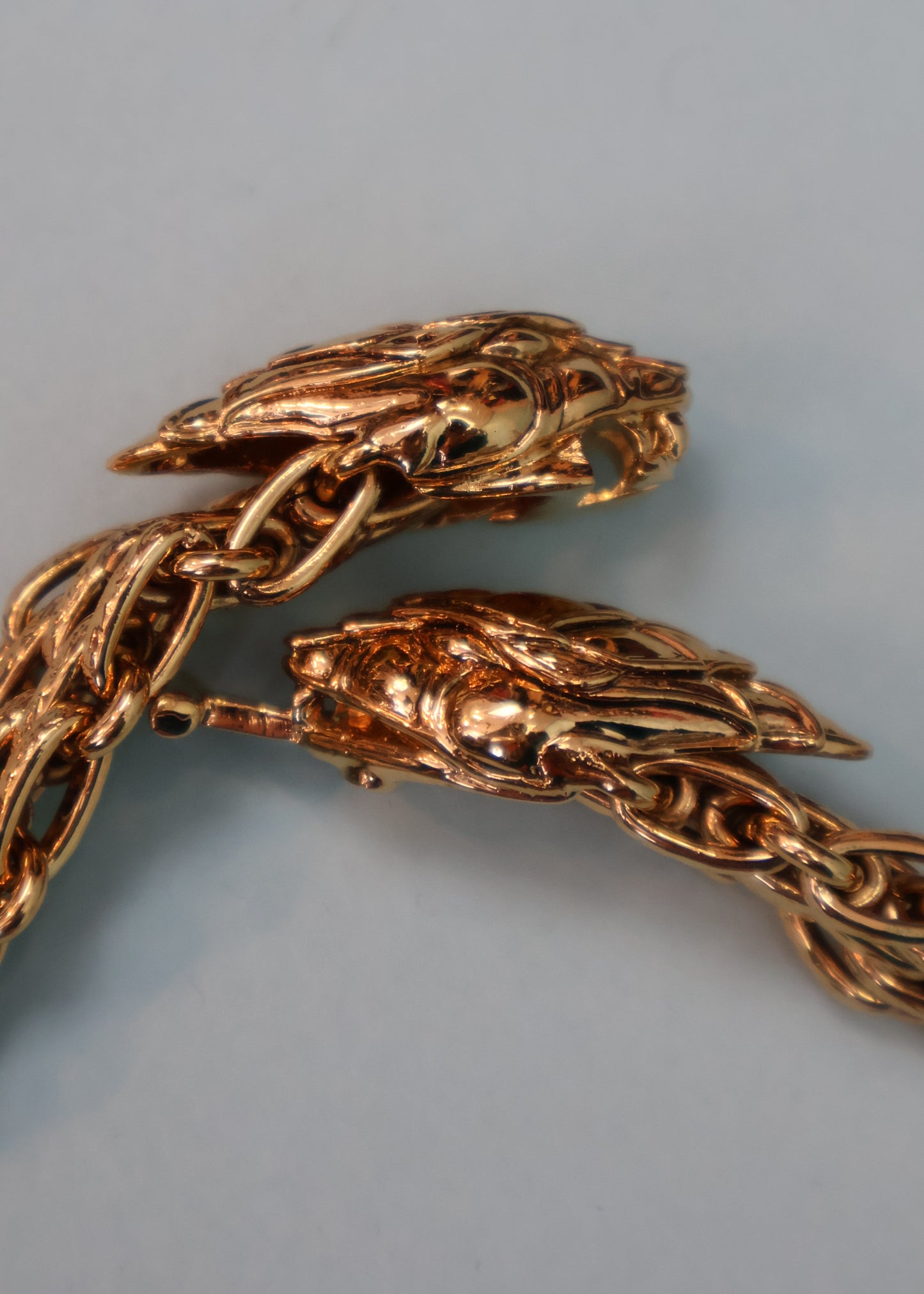 Roberto Cavalli Gold Snake Head Chain Belt