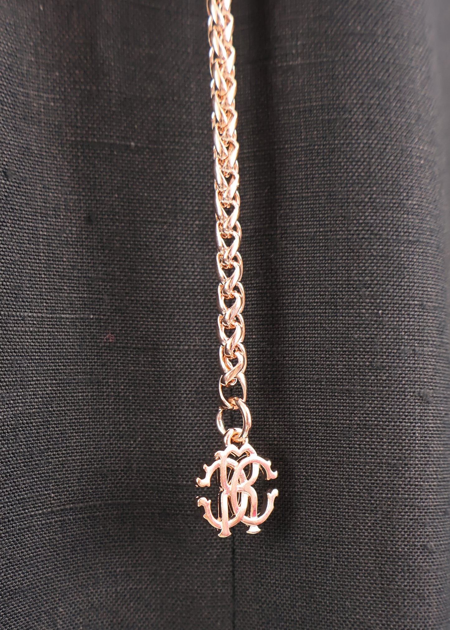 Roberto Cavalli Rose Gold Monogram Charm Chain Belt