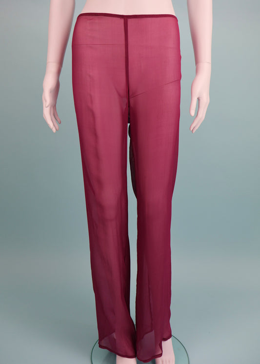 Patrizia Pepe Purple Sheer Silk Chiffon Pants