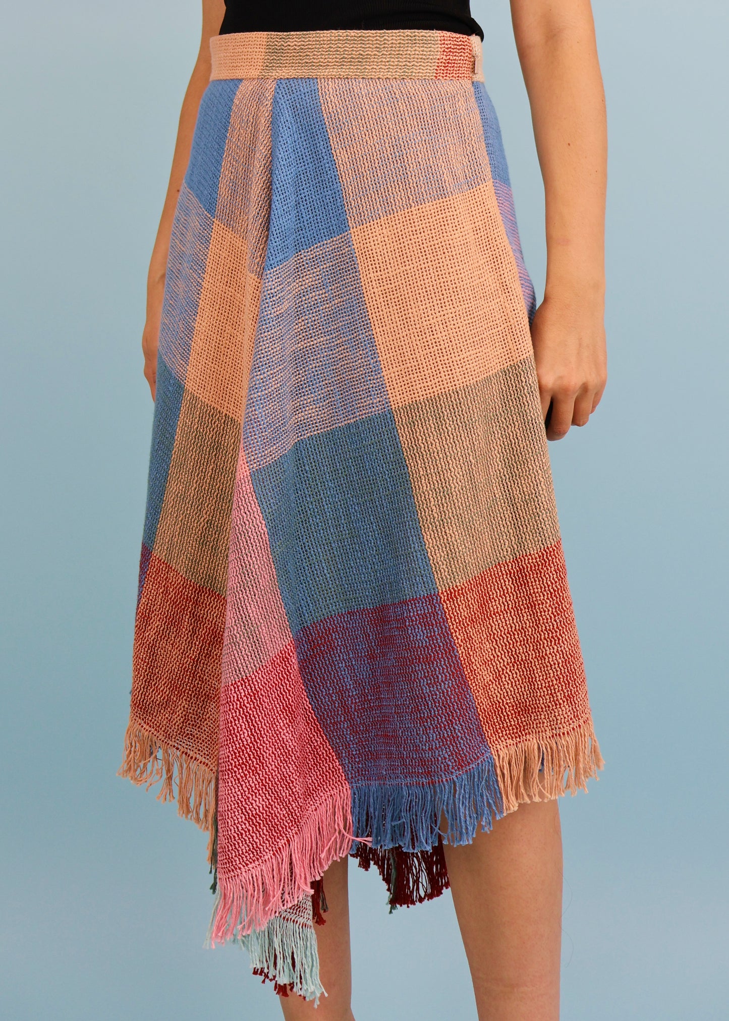 Chloé Fall 2017 Multi Colour Tweed Plaid Handkerchief Skirt