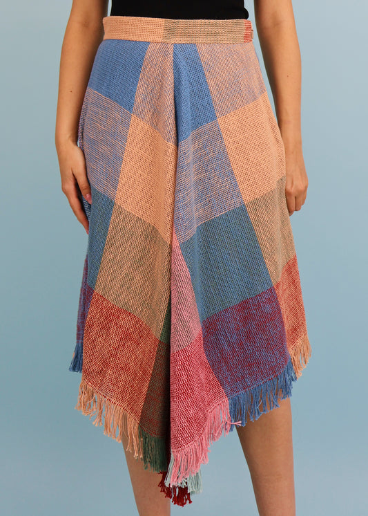 Chloé Fall 2017 Multi Colour Tweed Plaid Handkerchief Skirt