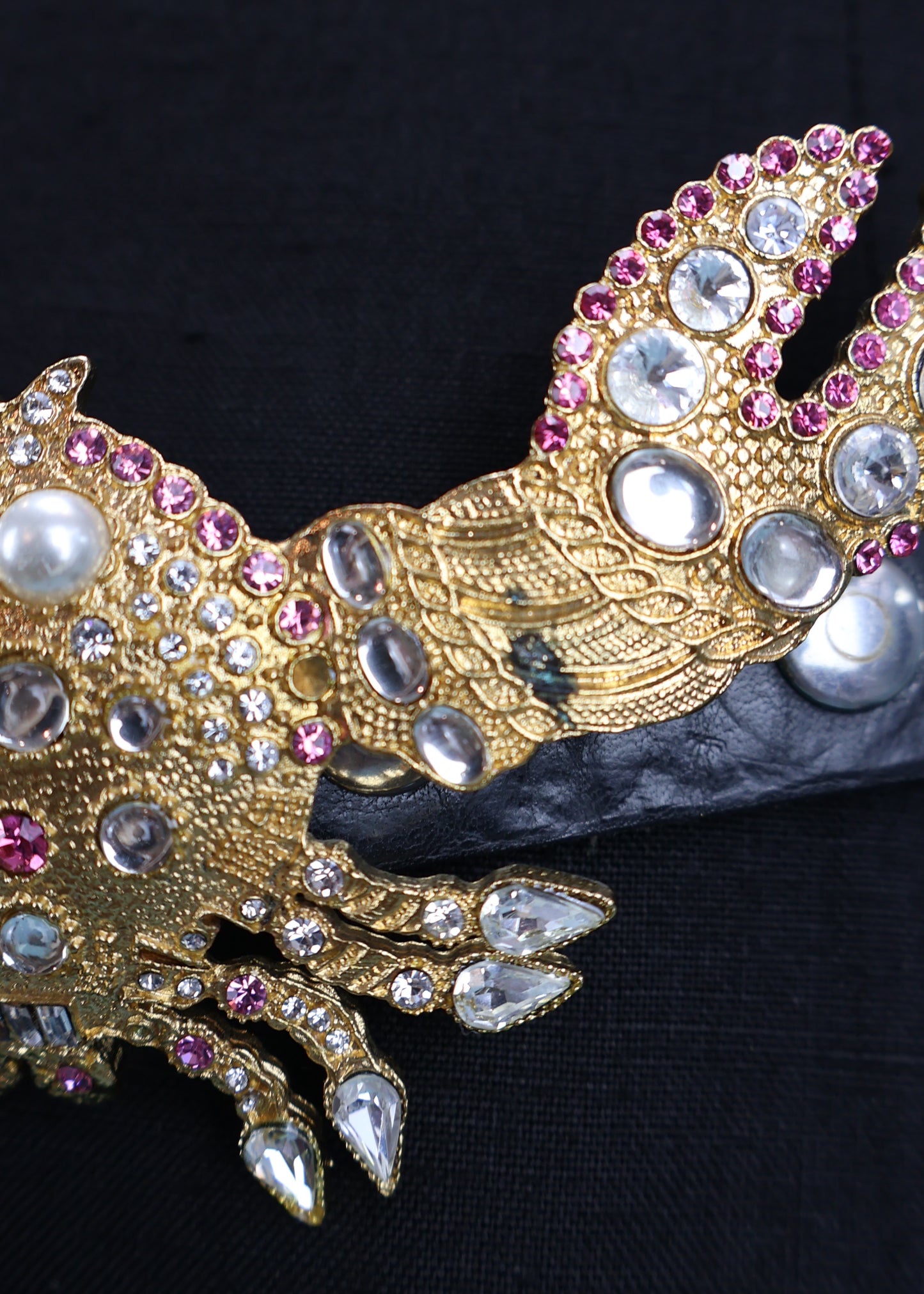 DSquared2 Spring 2005 Runway Embellished Rhinestone Crab Black Leather Belt