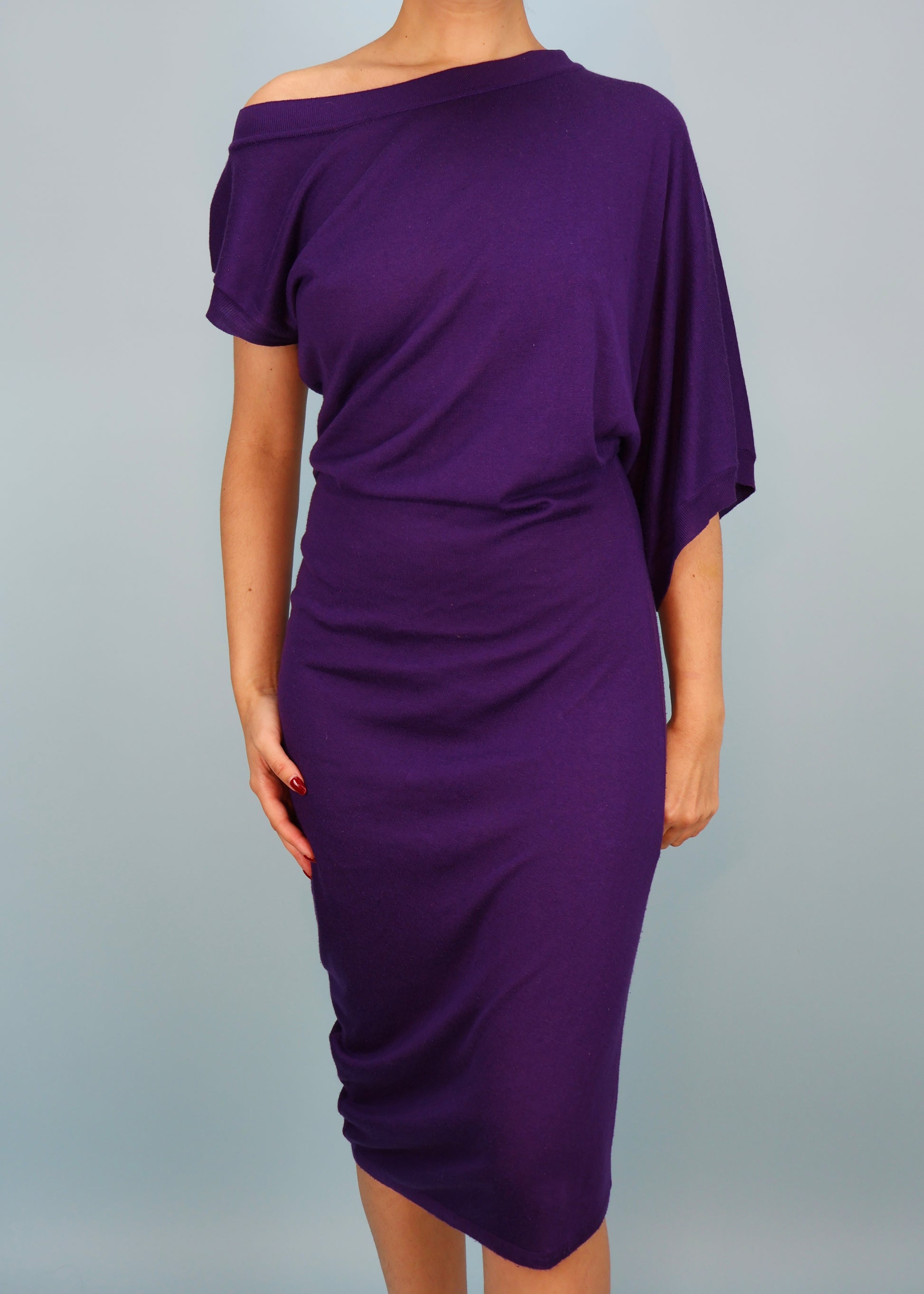Alexander McQueen Purple Asymmetric Knitted Dress Studded Petals Vintage Alexander McQueen Purple Asymmetric Knitted Dress Studded Petals Vintage