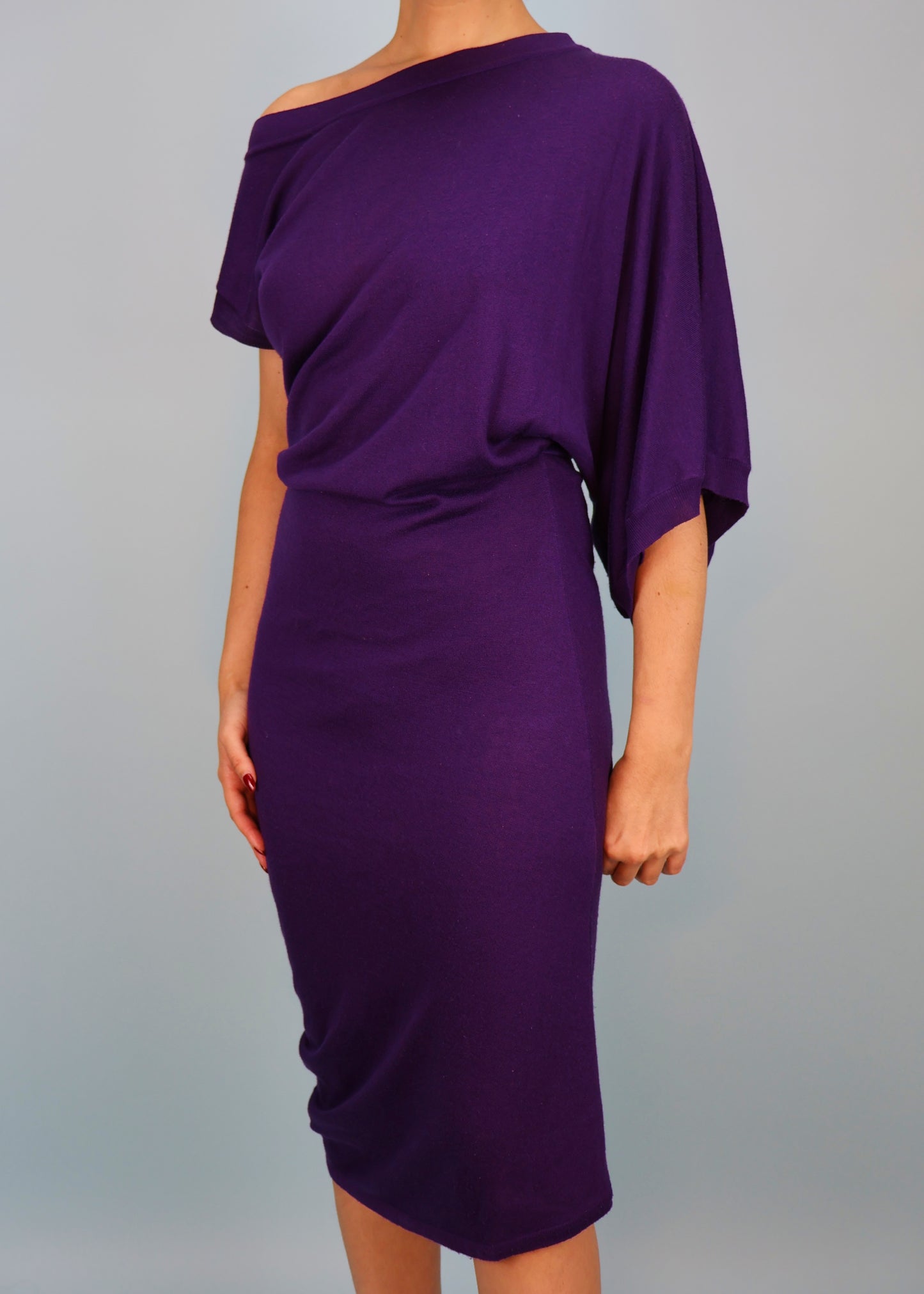 Alexander McQueen Purple Asymmetric Knitted Dress