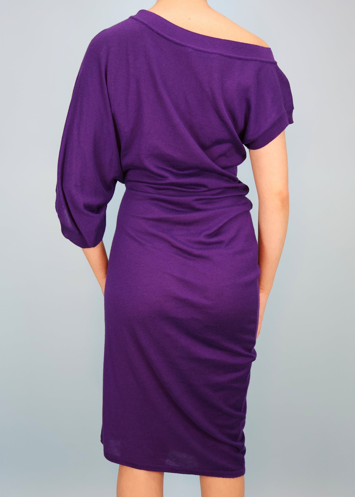 Alexander McQueen Purple Asymmetric Knitted Dress