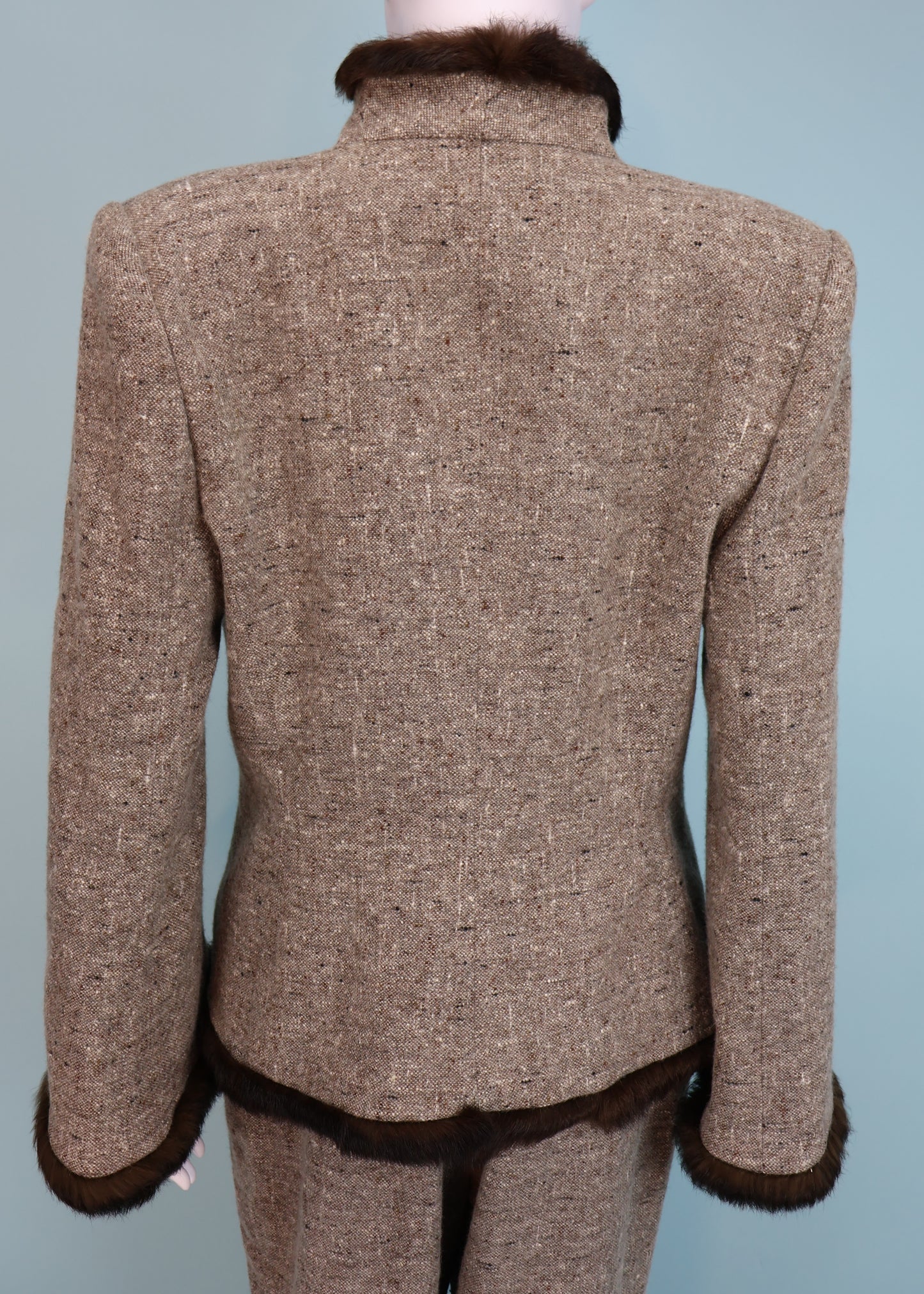 Givenchy by Alexander McQueen Fall 1998 Fur Trim Jacket & Pant Suit Set