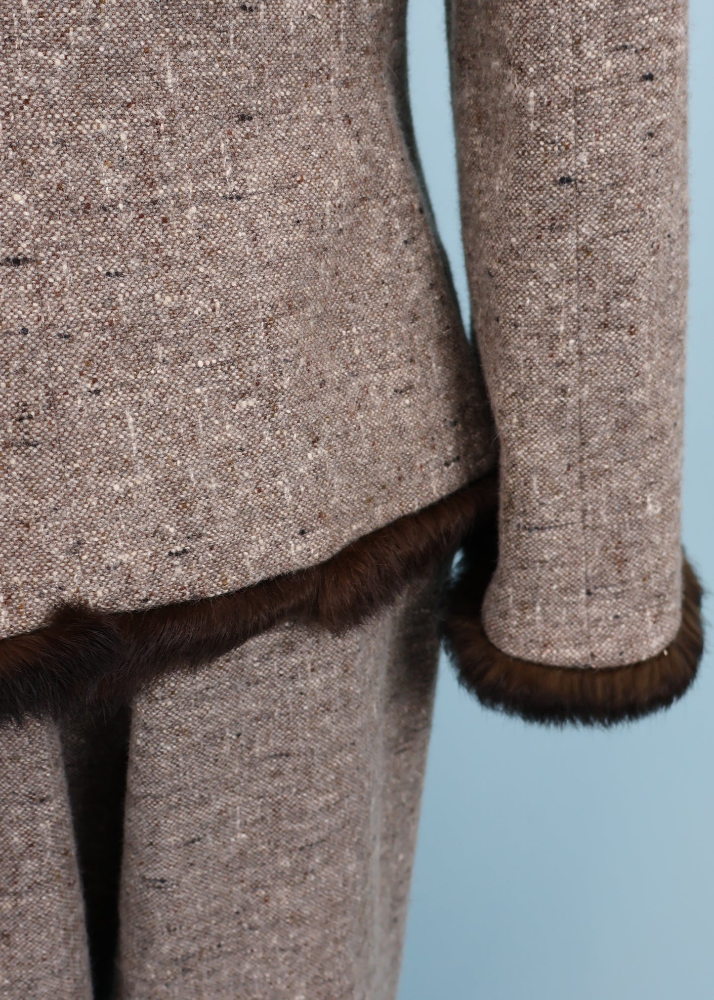 Givenchy by Alexander McQueen Fall 1998 Fur Trim Jacket & Pant Suit Set