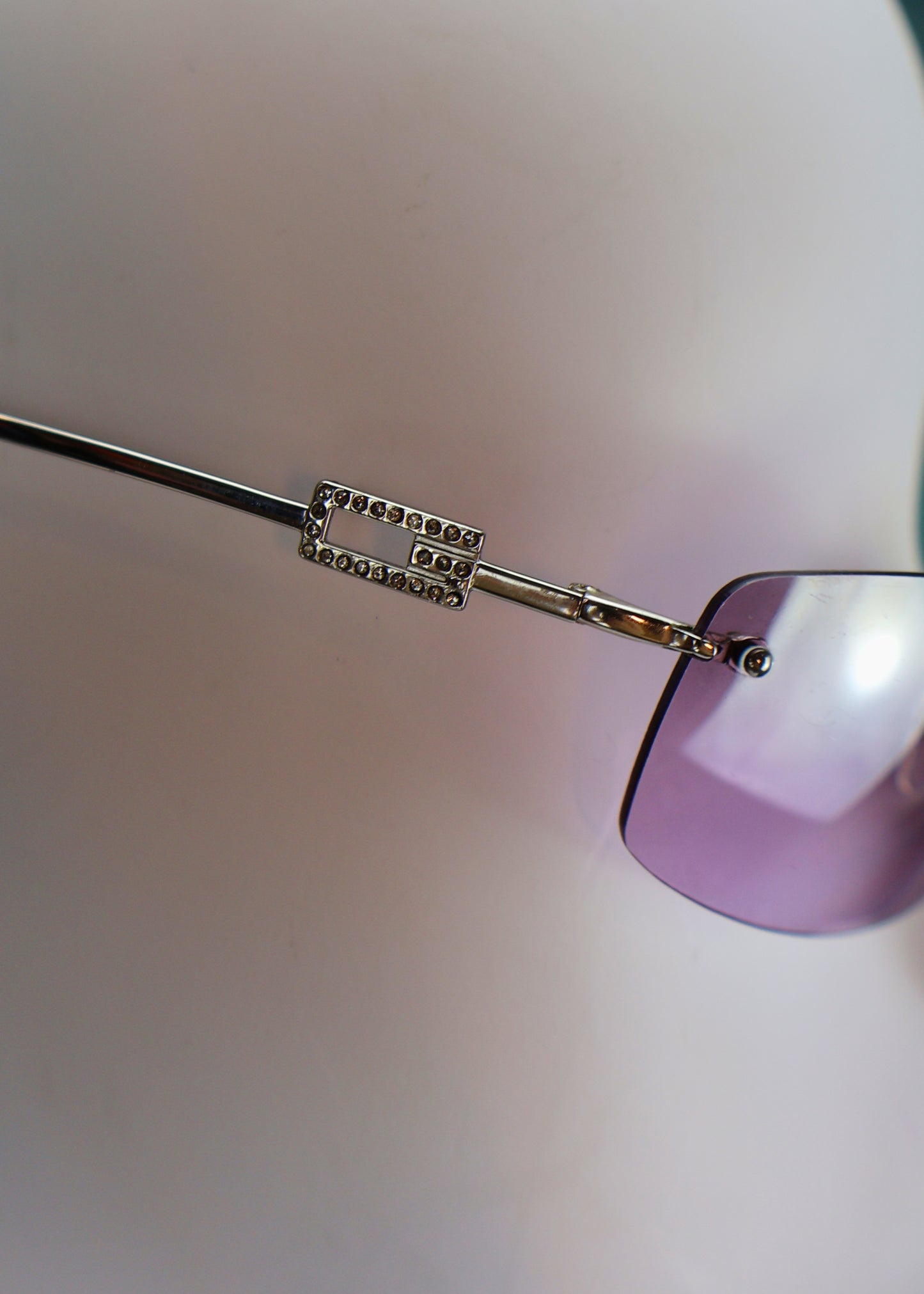 Gucci 1990s Purple Lens Crystal G Sunglasses