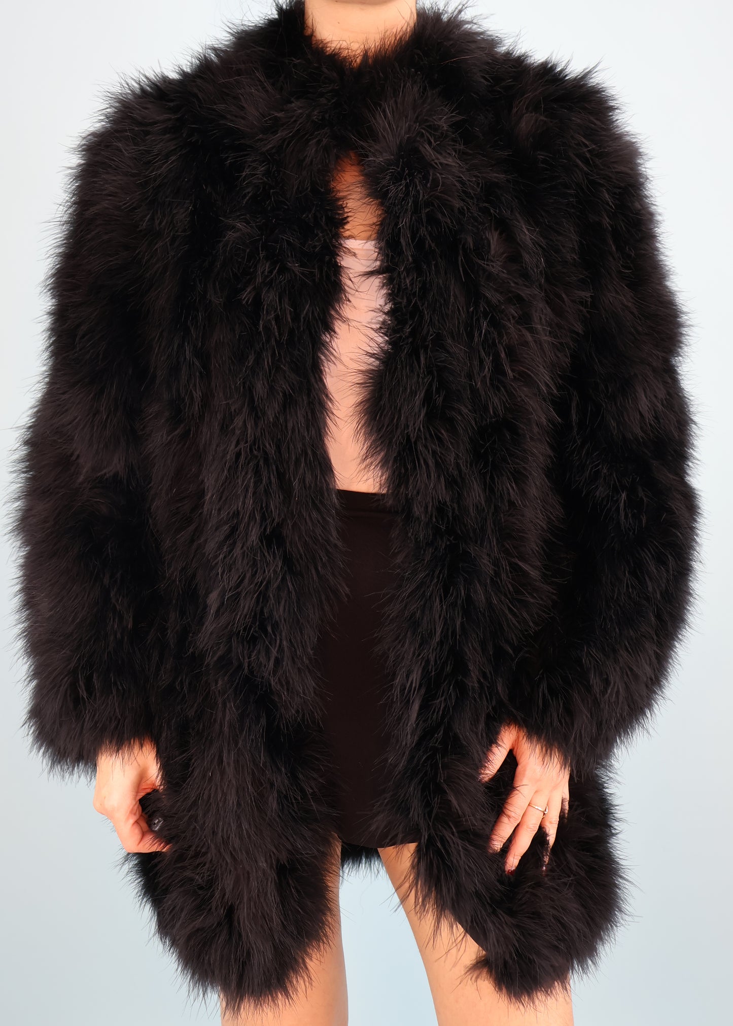 Dior 1970s Black Marabou Ostrich Feather Jacket