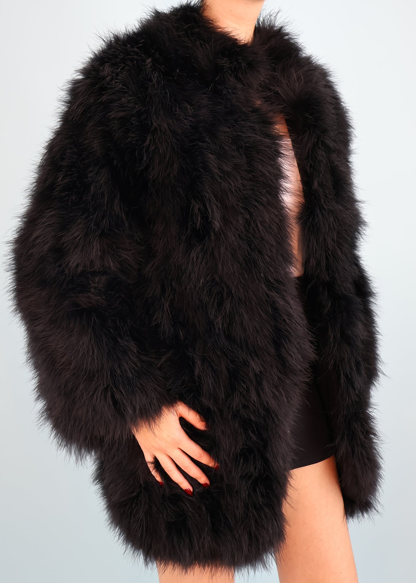 Dior 1970s Black Marabou Ostrich Feather Jacket