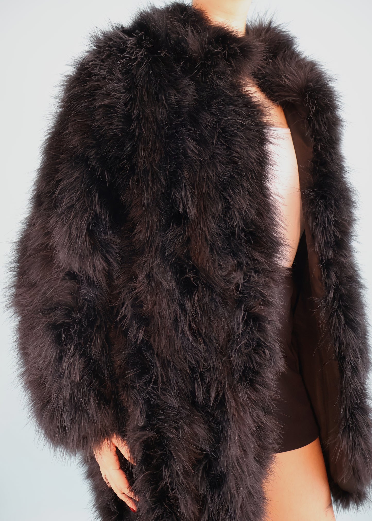 Dior 1970s Black Marabou Ostrich Feather Jacket