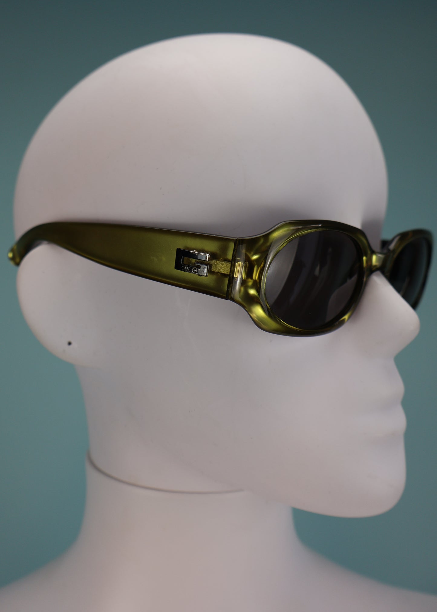Gucci 1990s Metallic Green Sunglasses