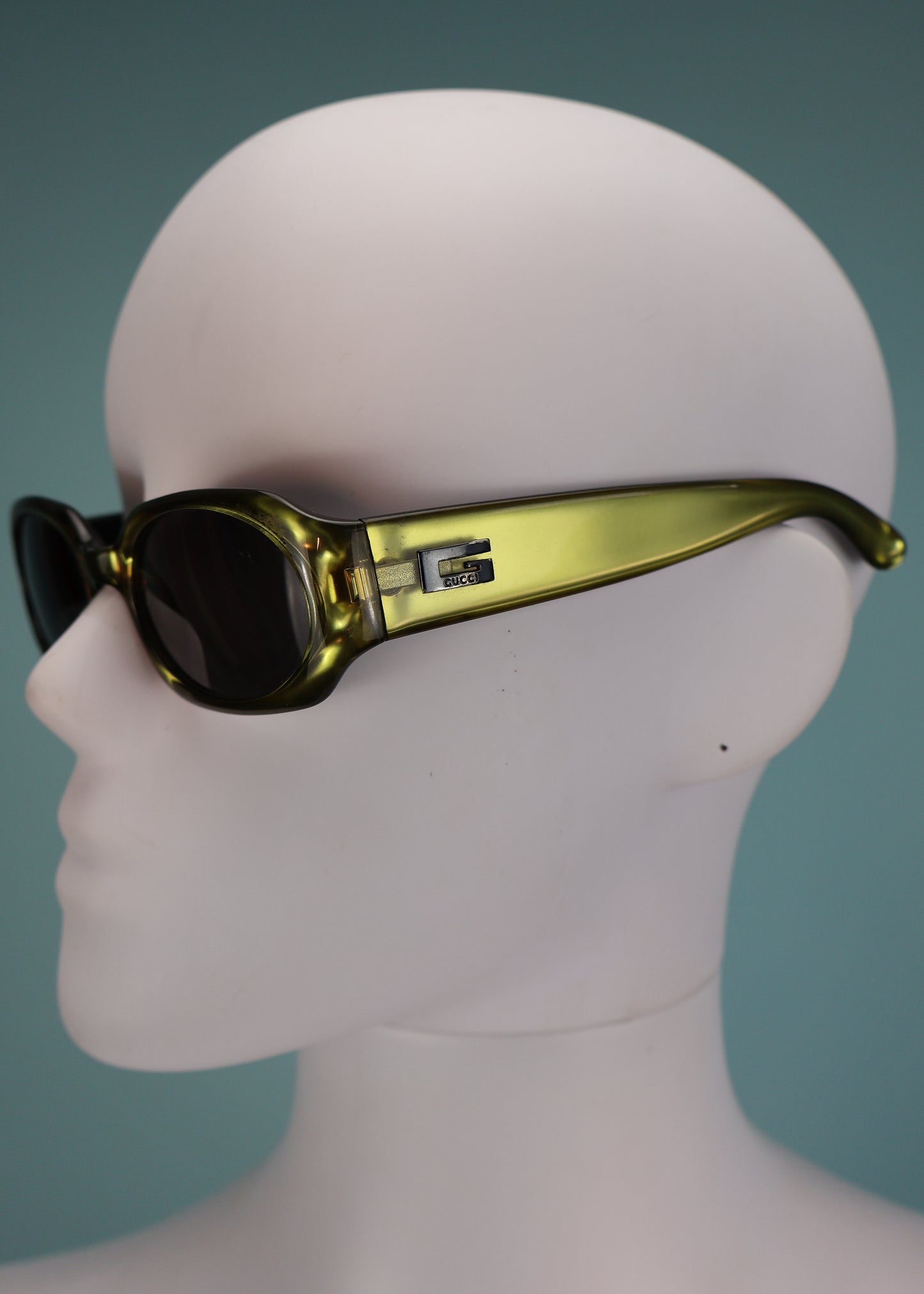 Gucci 1990s Metallic Green Sunglasses