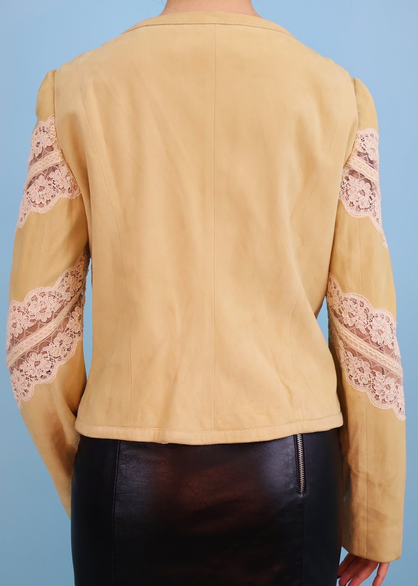 Valentino Beige Suede & Lace Insert Jacket