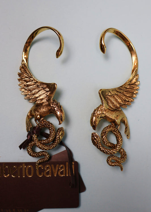 Roberto Cavalli Eagle & Snake Ear Cuff Earrings