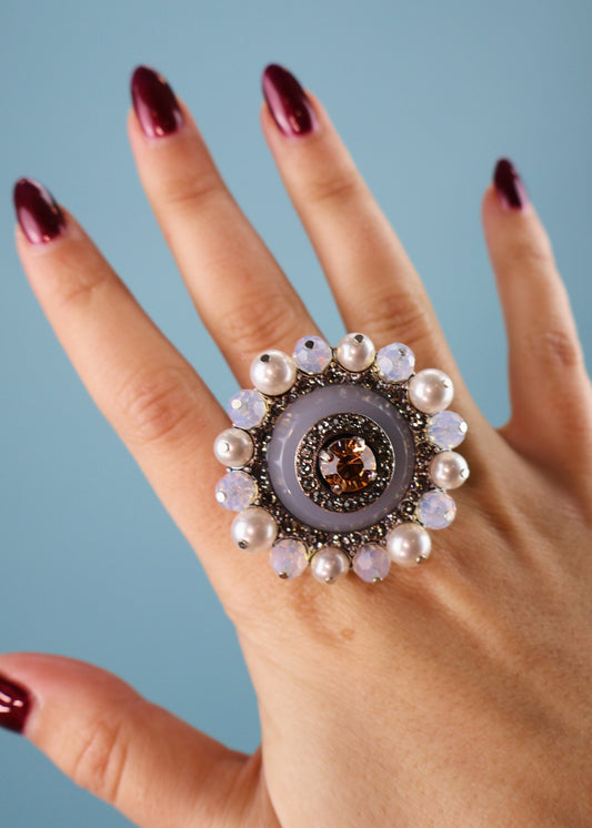 Lanvin Fall 2003 Baby Blue Crystal Cocktail Ring