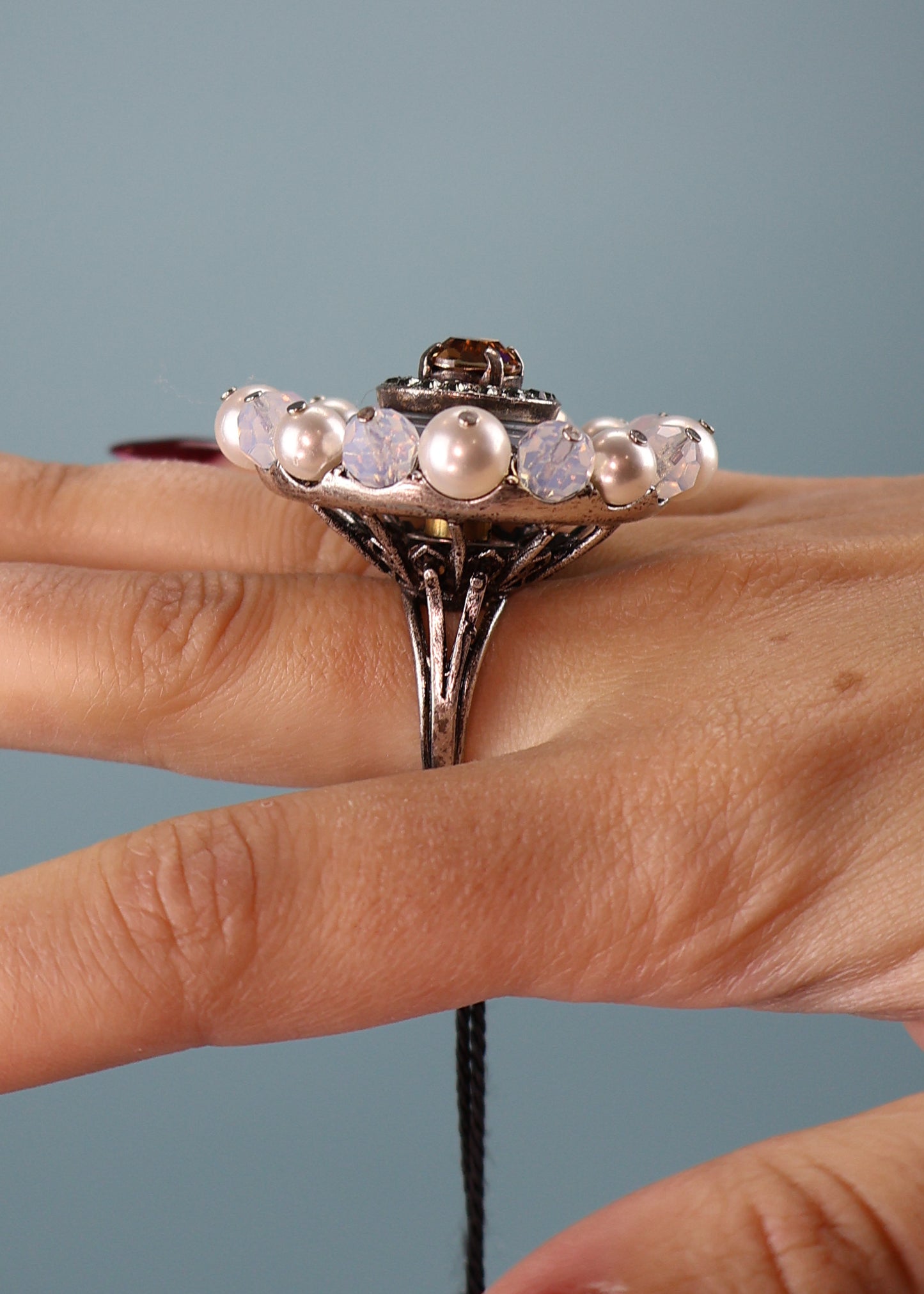 Lanvin Fall 2003 Baby Blue Crystal Cocktail Ring