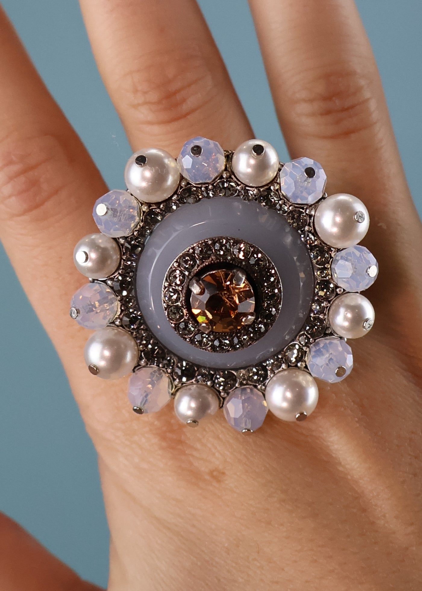 Lanvin Fall 2003 Baby Blue Crystal Cocktail Ring