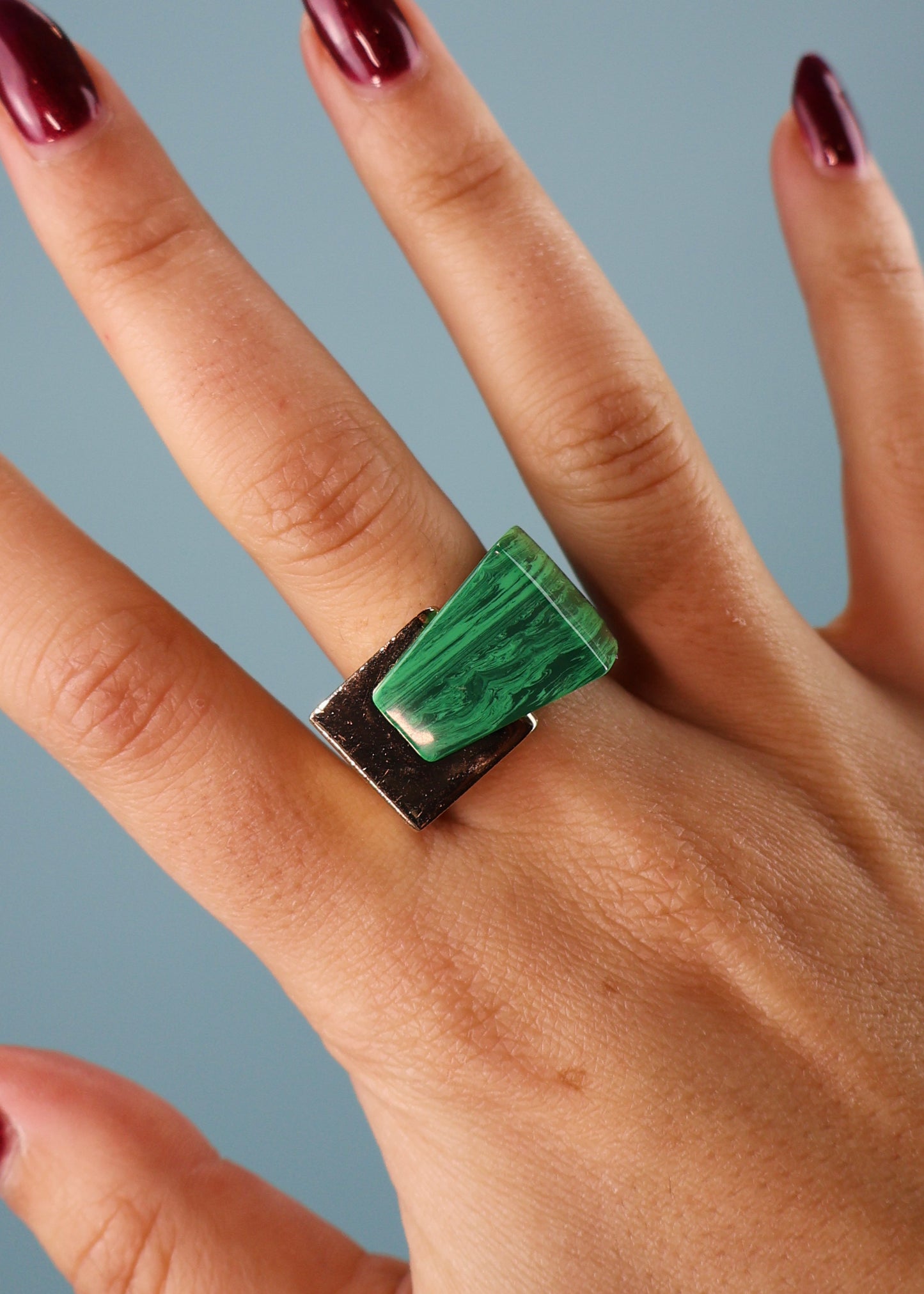 Lanvin Green & Gold Geometric Ring
