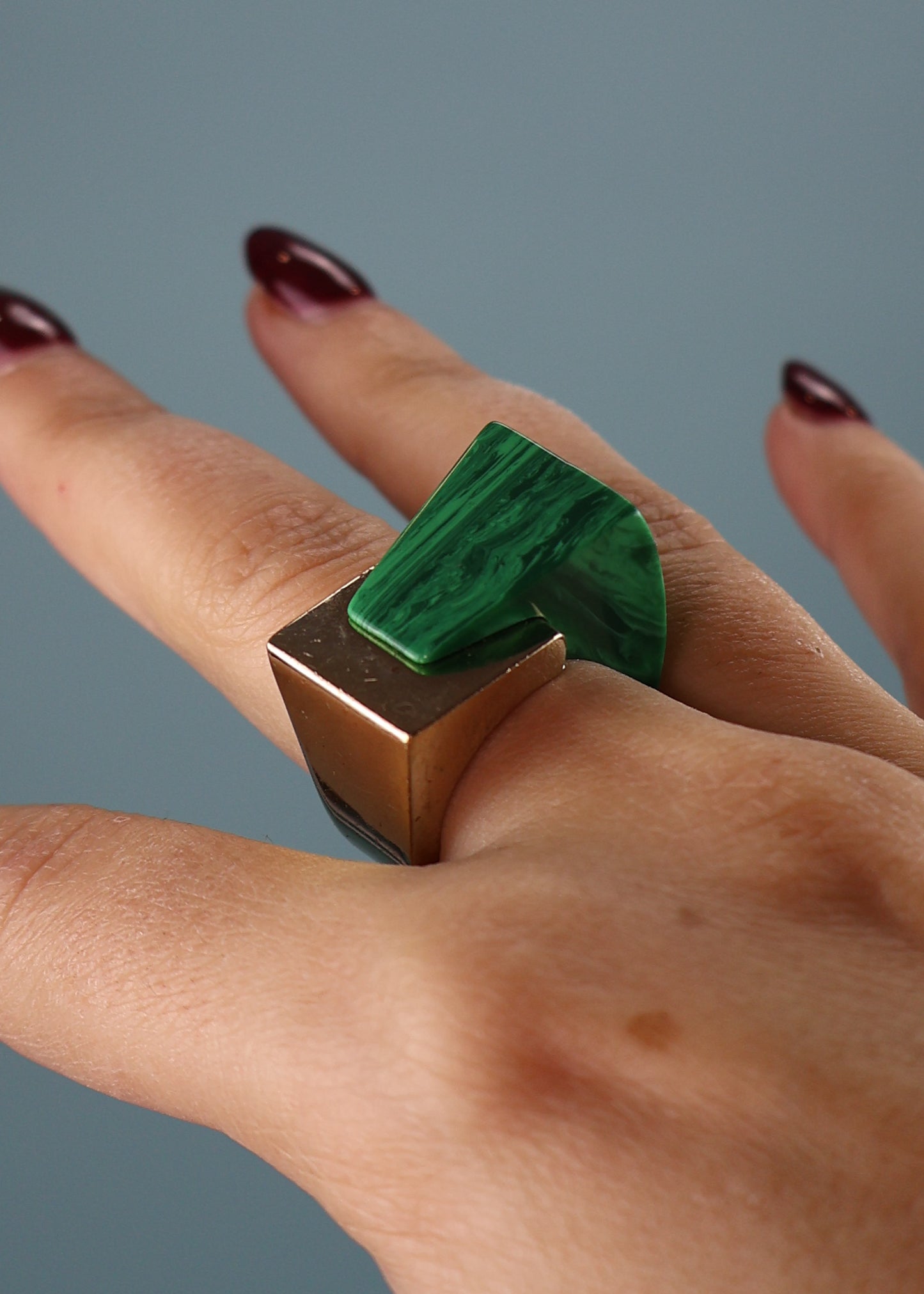 Lanvin Green & Gold Geometric Ring