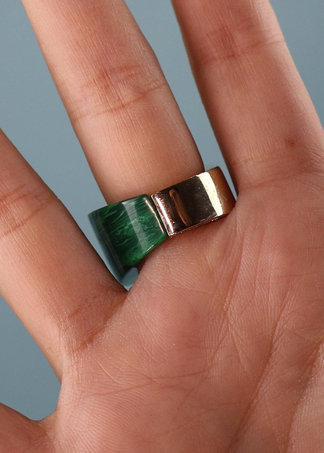 Lanvin Green & Gold Geometric Ring