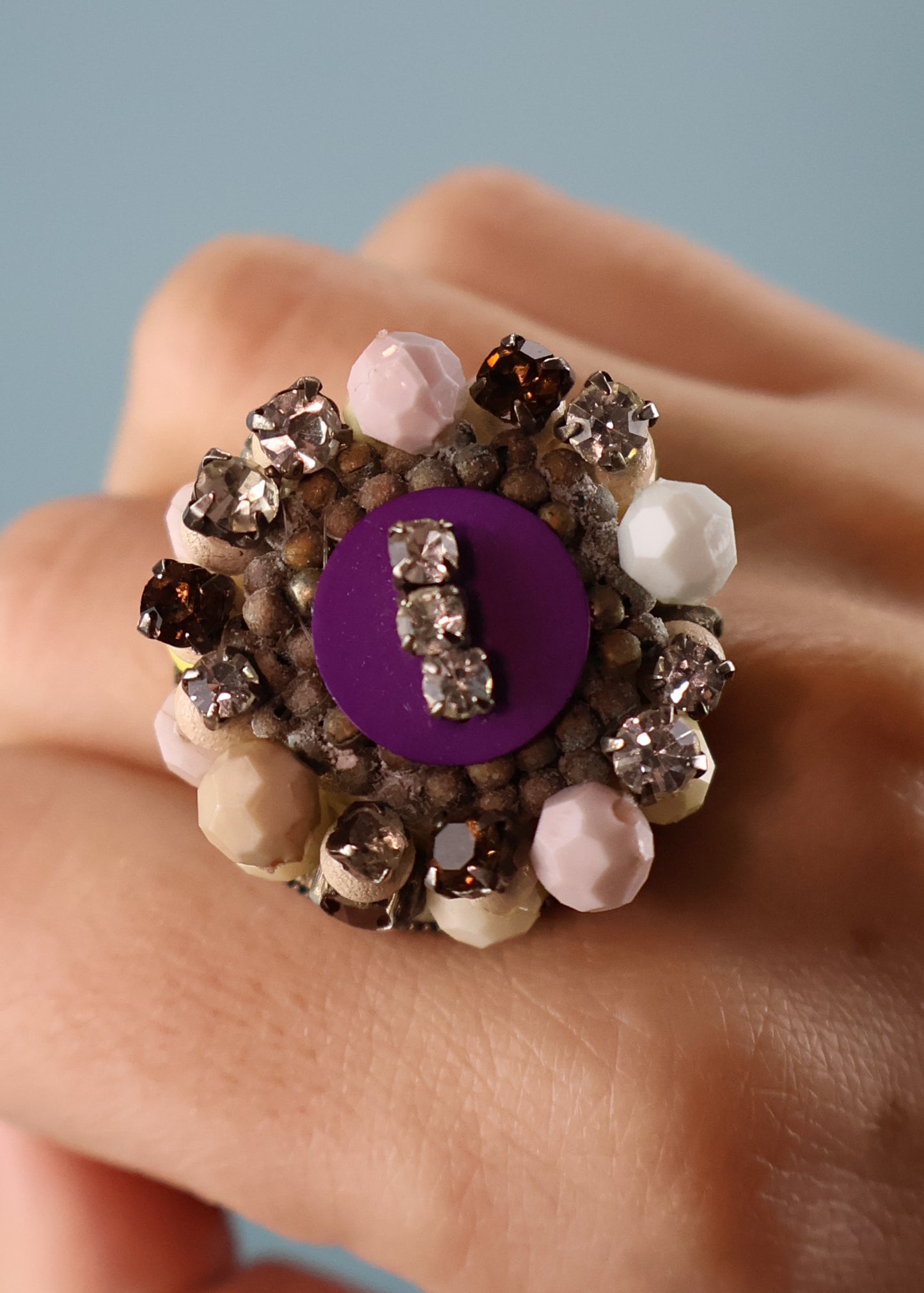 Chloé Purple Crystal & Beads Cocktail Ring