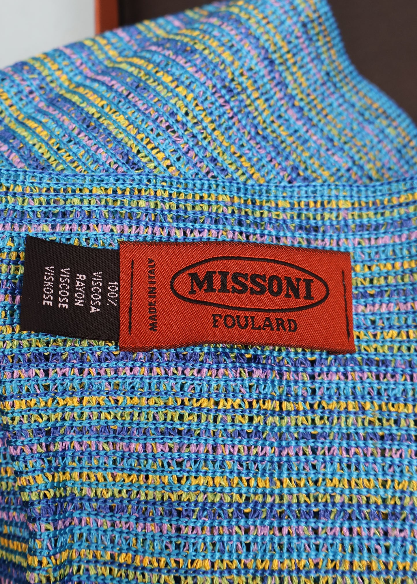 Missoni Blue Skinny Fringed Scarf