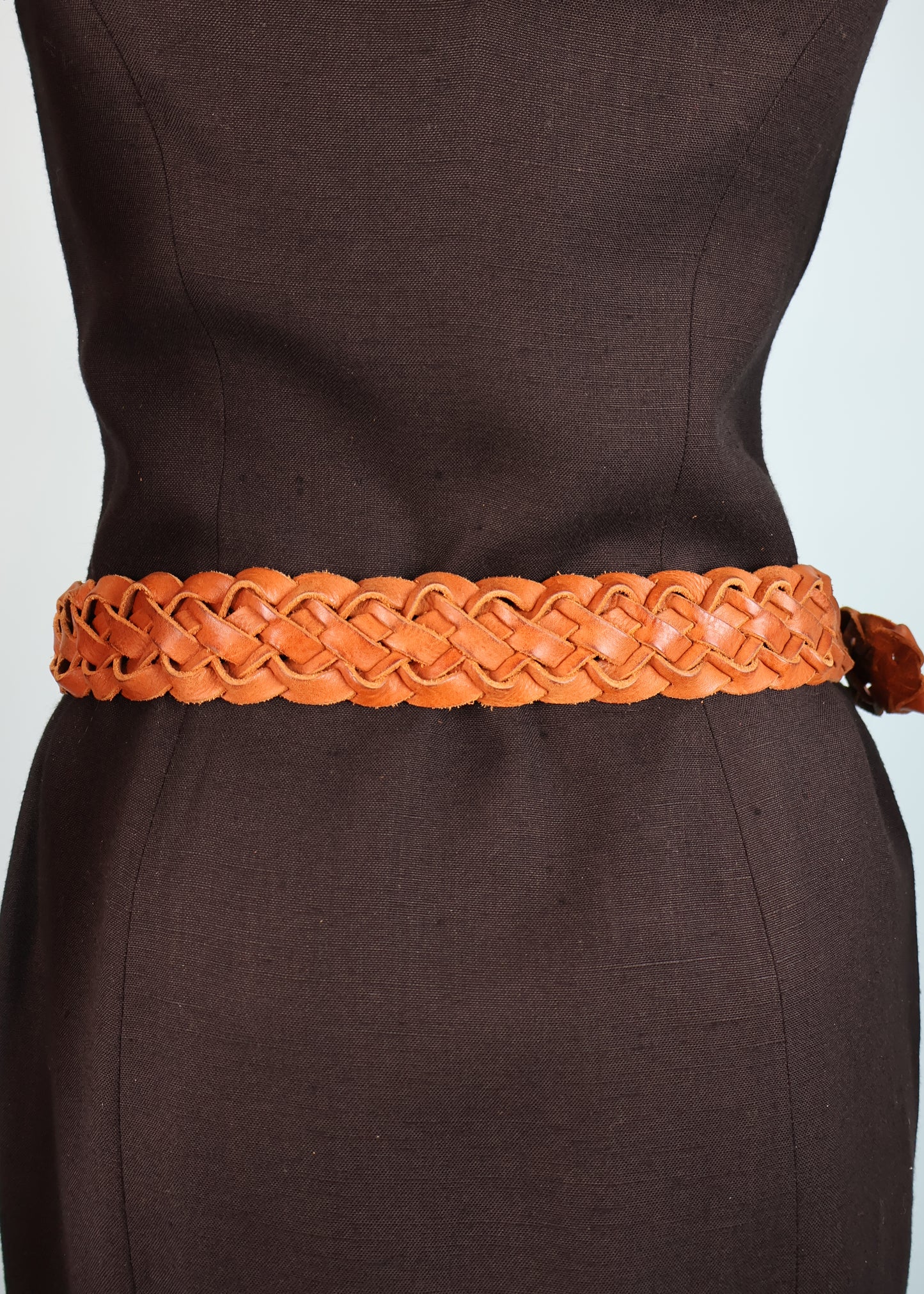 Roberto Cavalli Gold Buckle Brown Woven Leather Belt