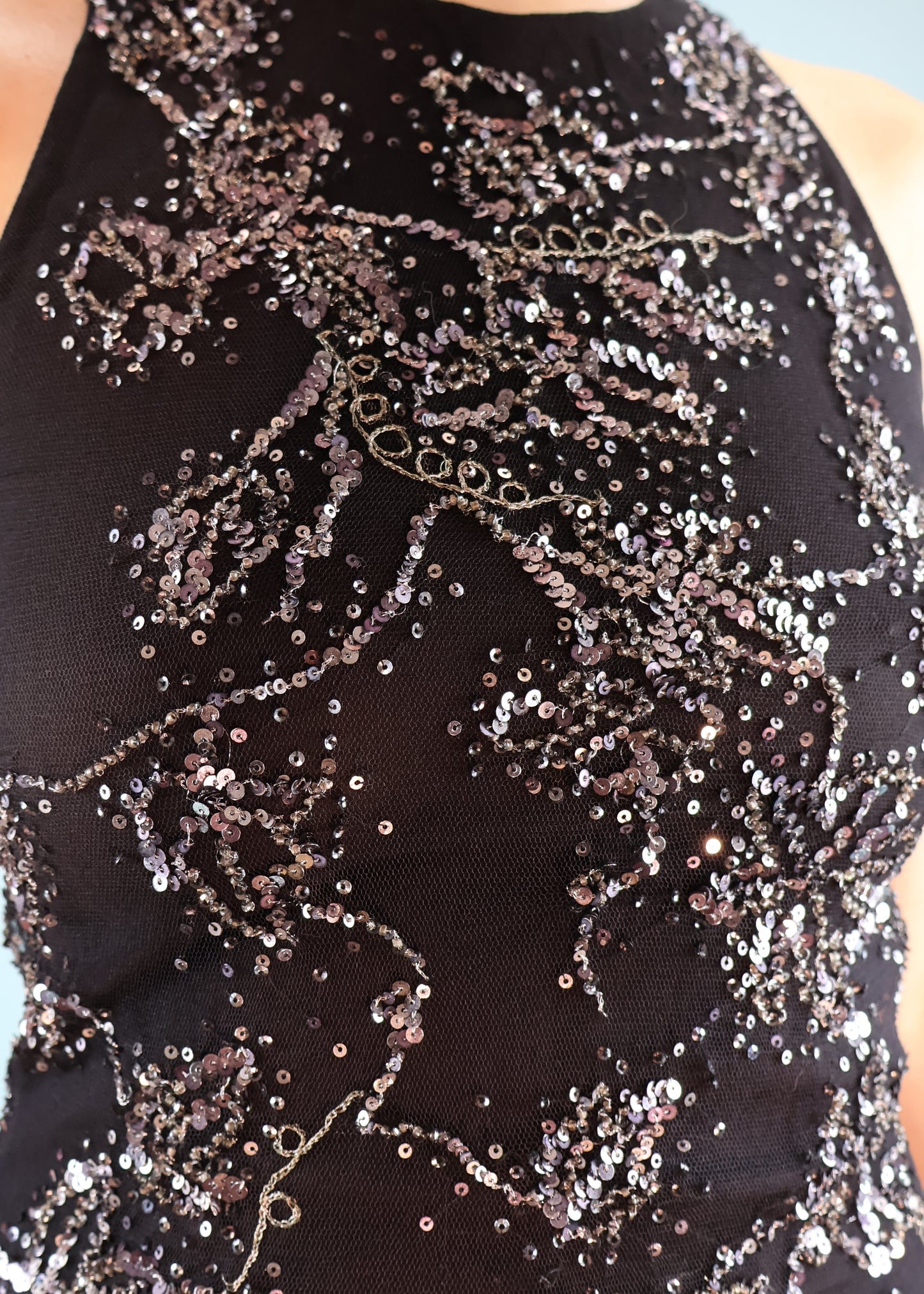 Alexander McQueen Spring 2004 Black Embellished Silk Sleeveless Top