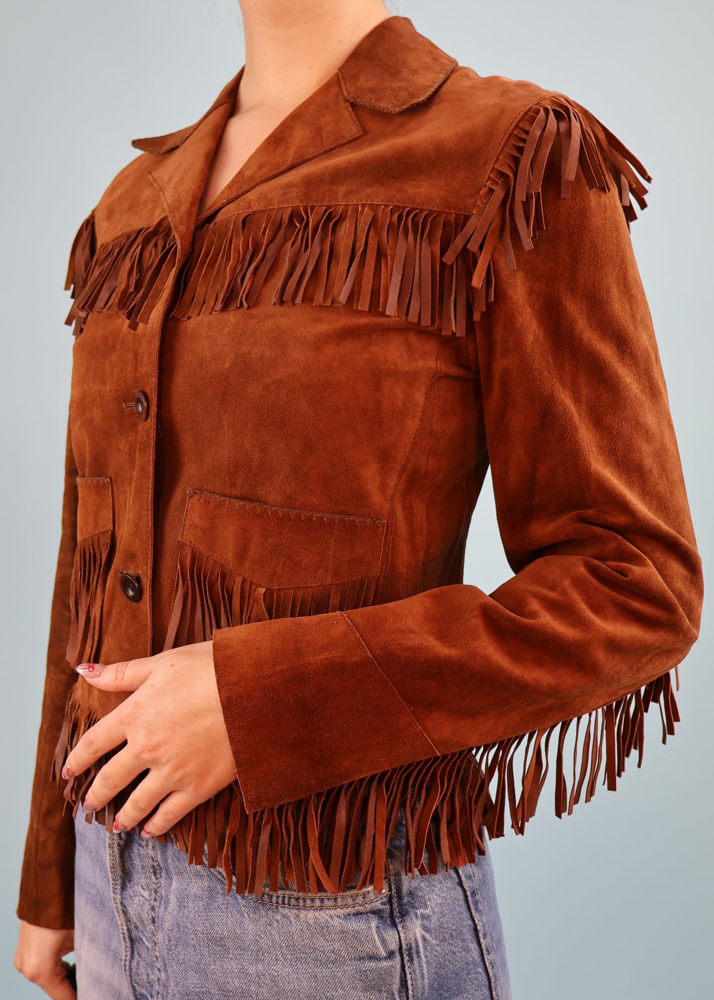 Miu Miu Brown Suede Leather Fringe Jacket