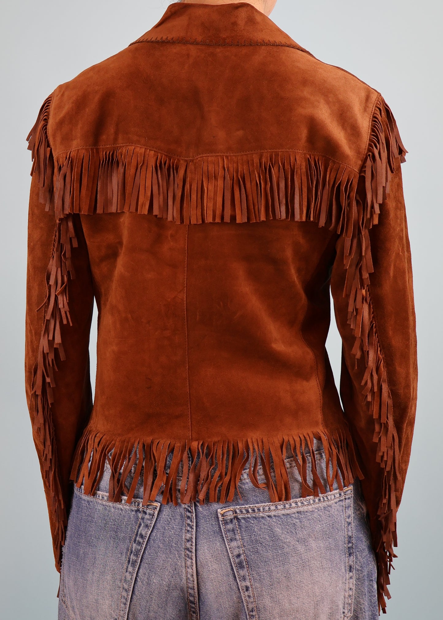 Miu Miu Brown Suede Leather Fringe Jacket