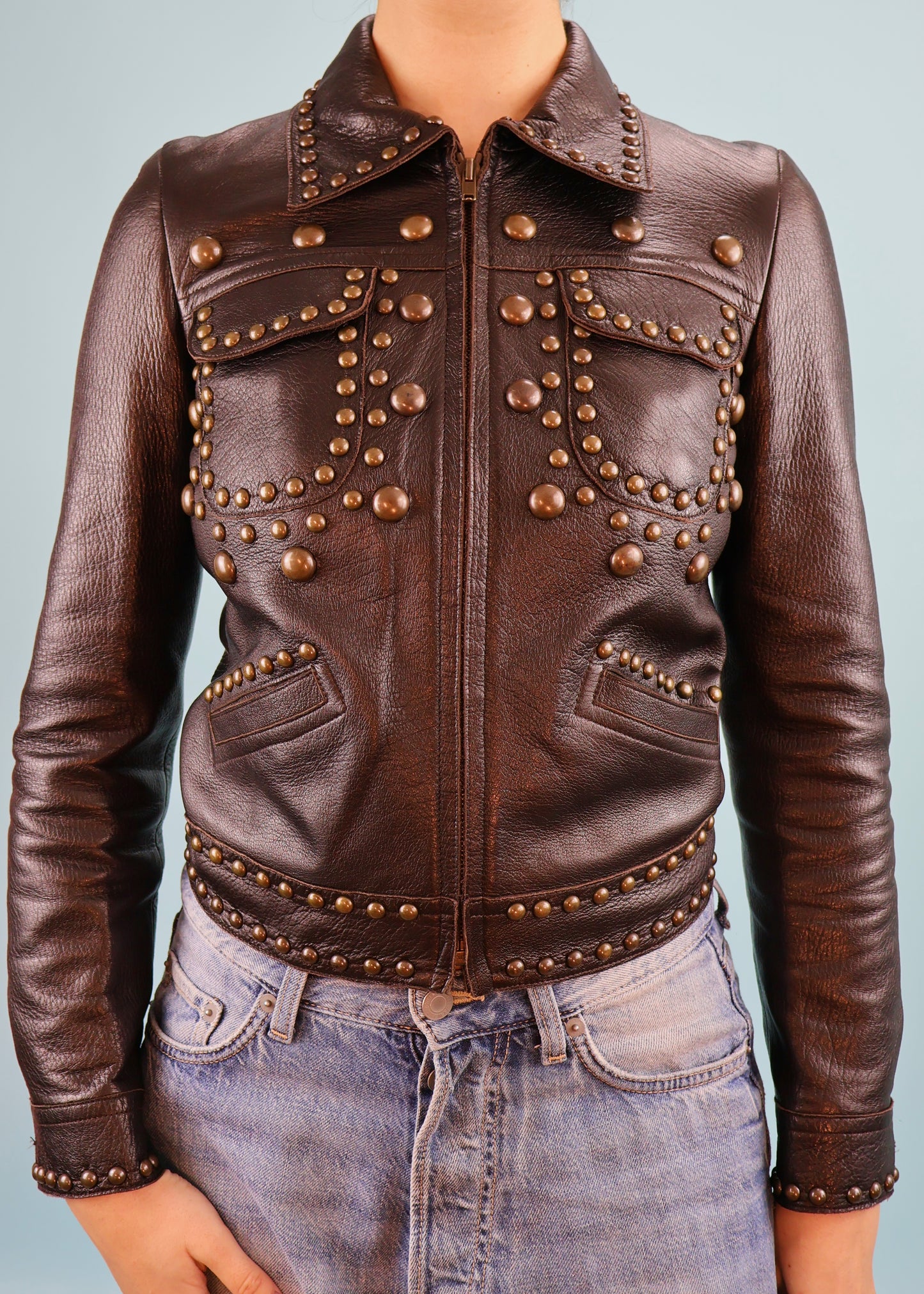 Chloé Fall 2004 Brown Studded Leather Jacket