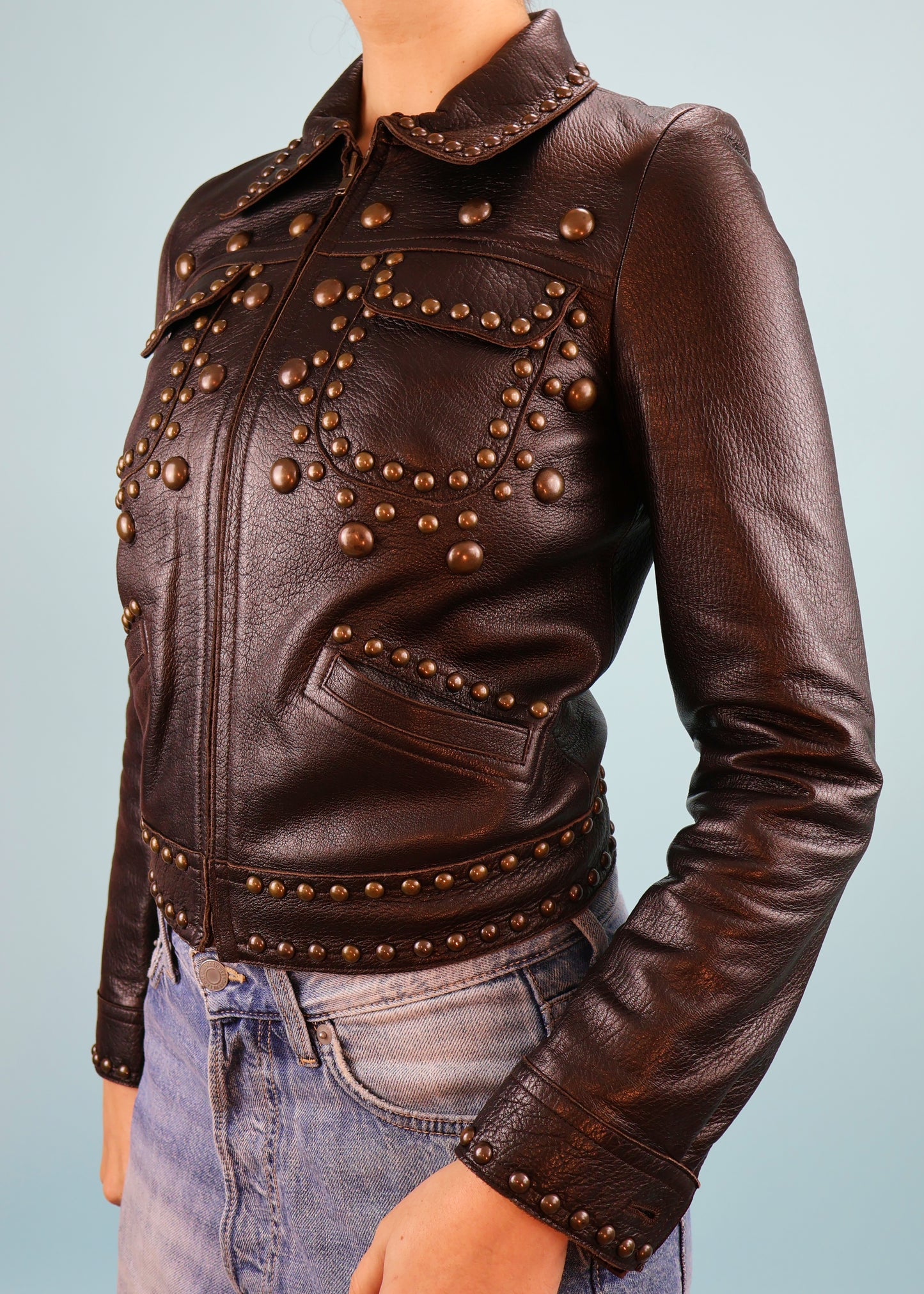 Chloé Fall 2004 Brown Studded Leather Jacket