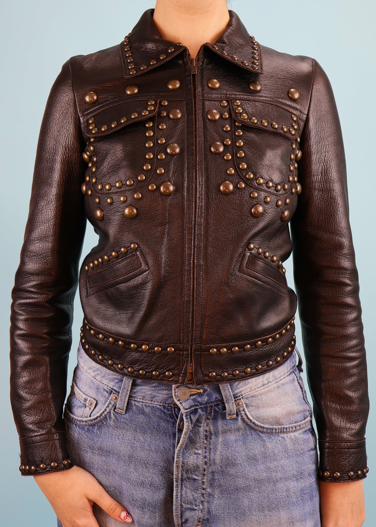 Chloé Fall 2004 Brown Studded Leather Jacket