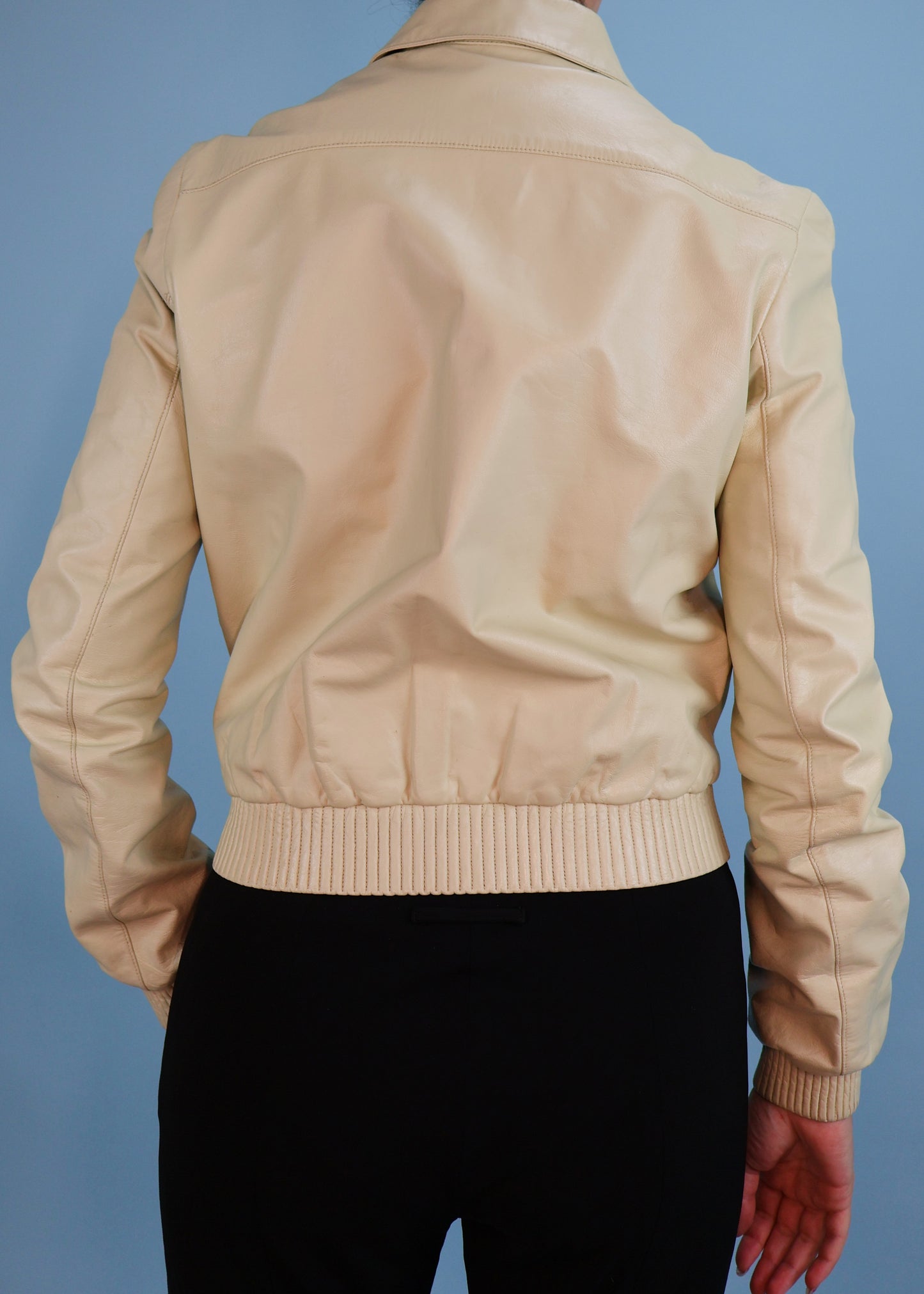 Gucci Cream Leather Bomber Jacket