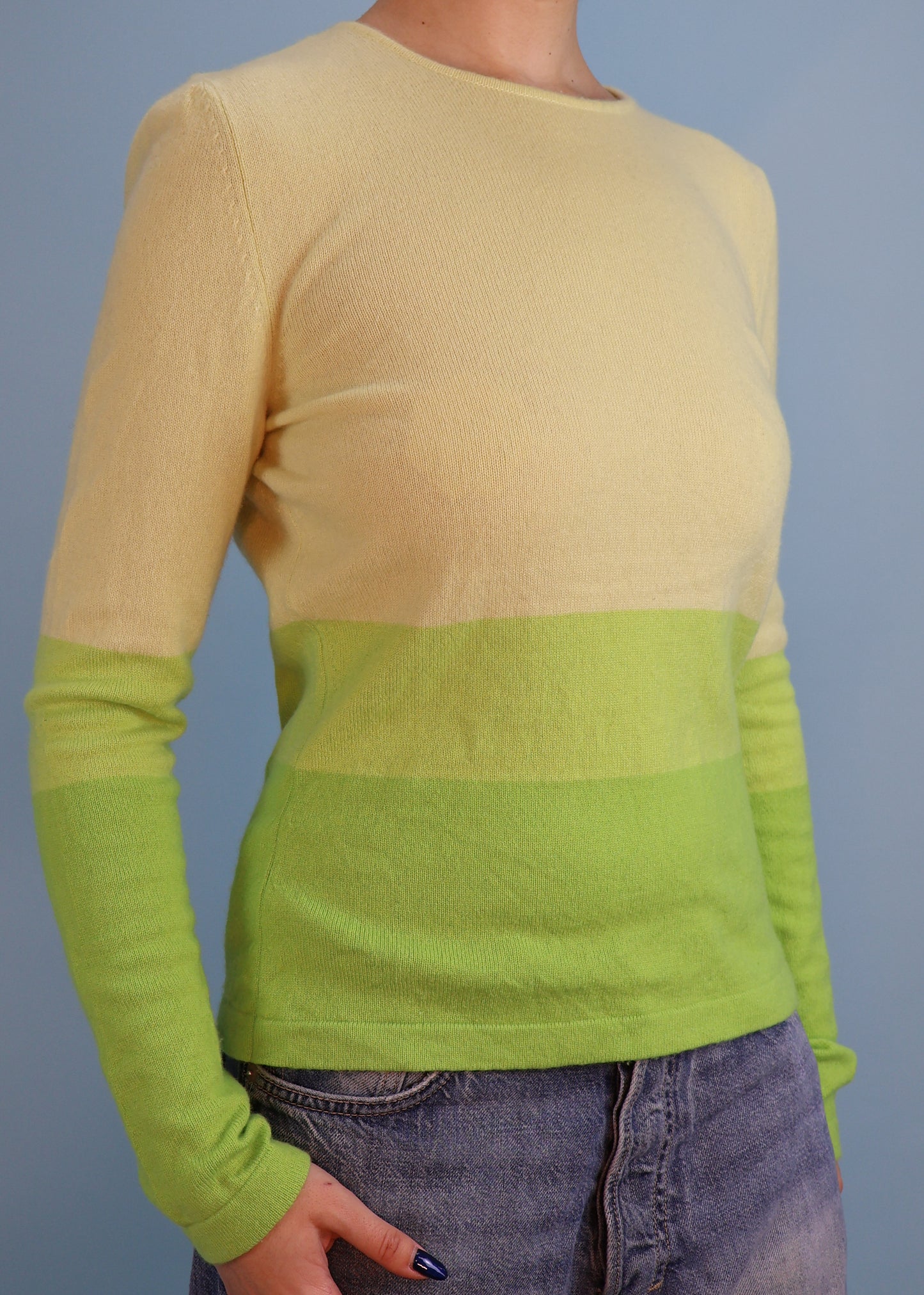 Celine Spring 2000 Green Ombre Pure Cashmere Sweater